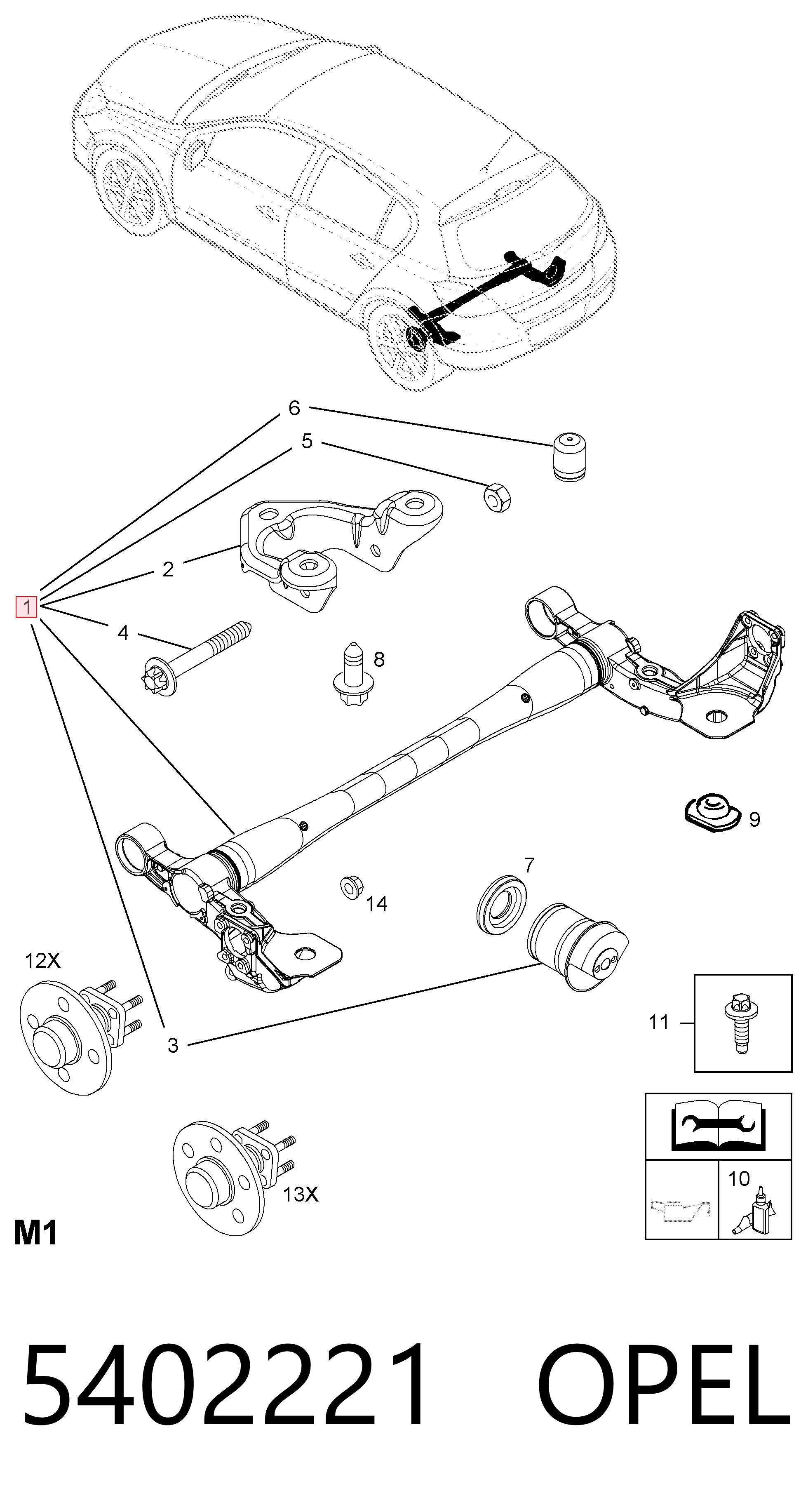 93184248 Peugeot/Citroen Subchasis trasero soporte motor