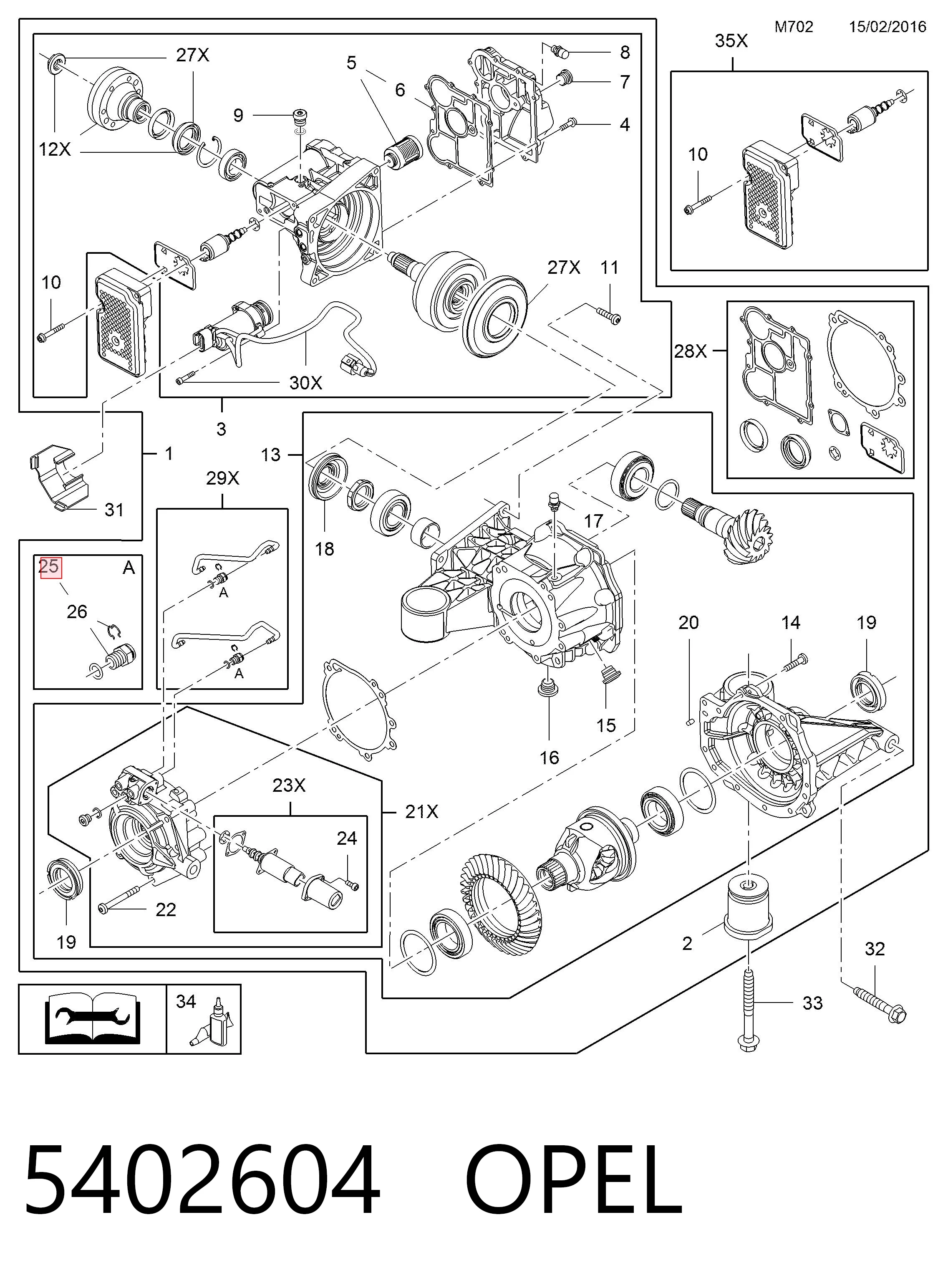 Té de tubo de embrague 5402604 OPEL