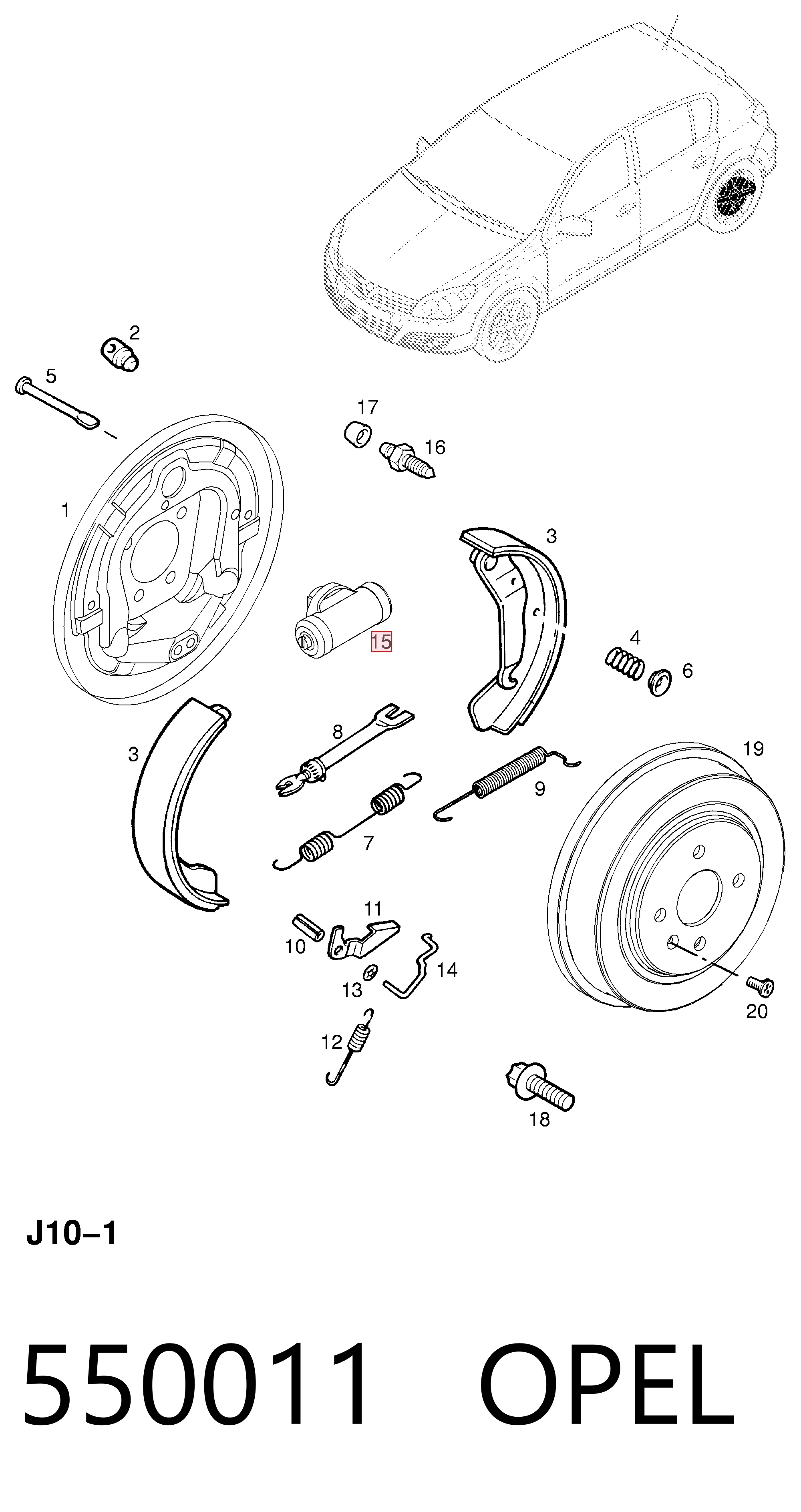 Bombín de freno de rueda trasero para Opel Astra  (L69)