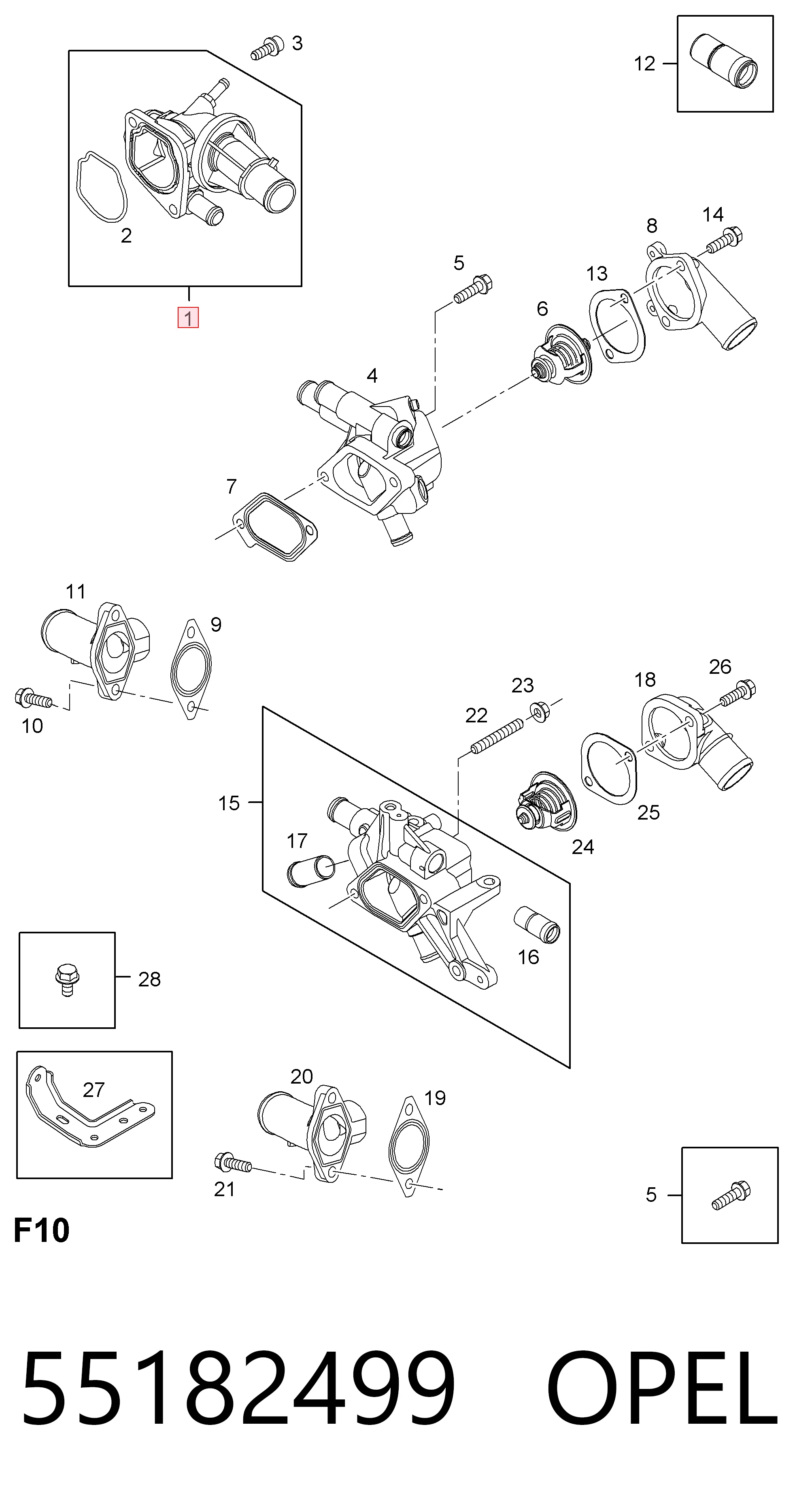 55182499 Opel Termostato de agua