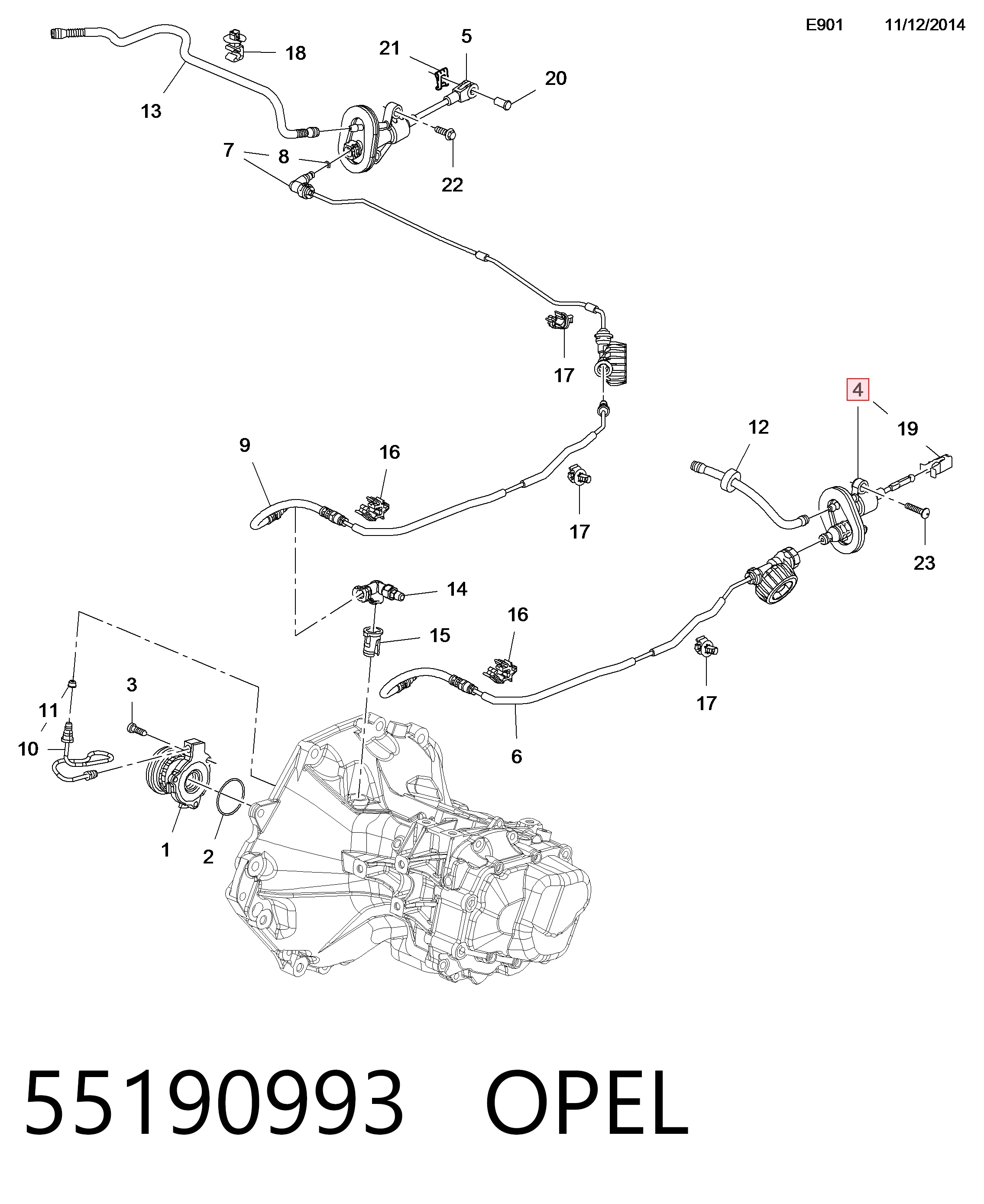55190993 Opel Cilindro maestro de clutch