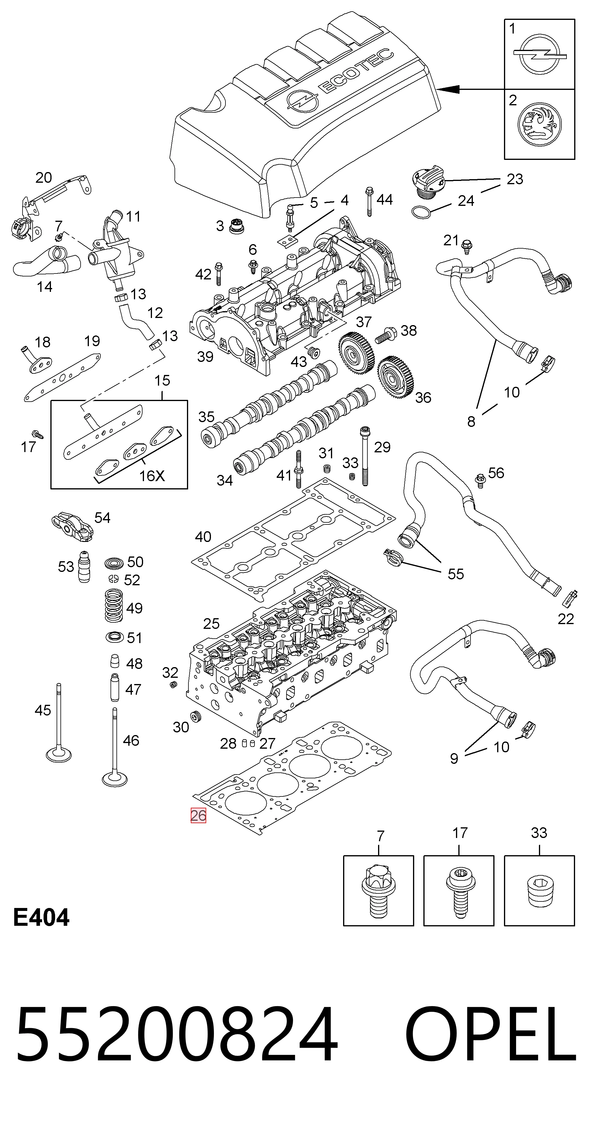 Empaquetadura de culata para Opel Corsa D S07