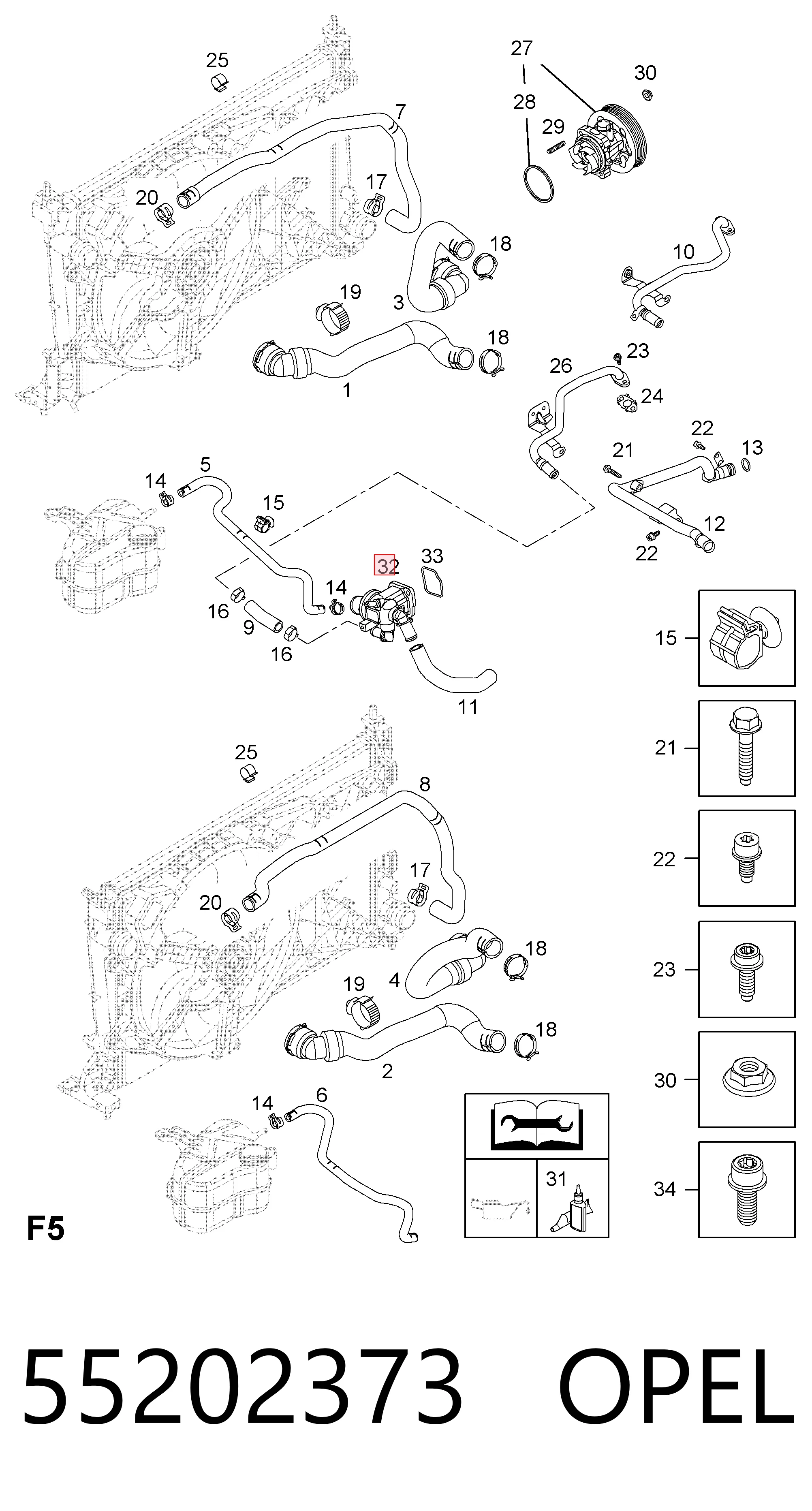 55202373 Opel Termostato de agua