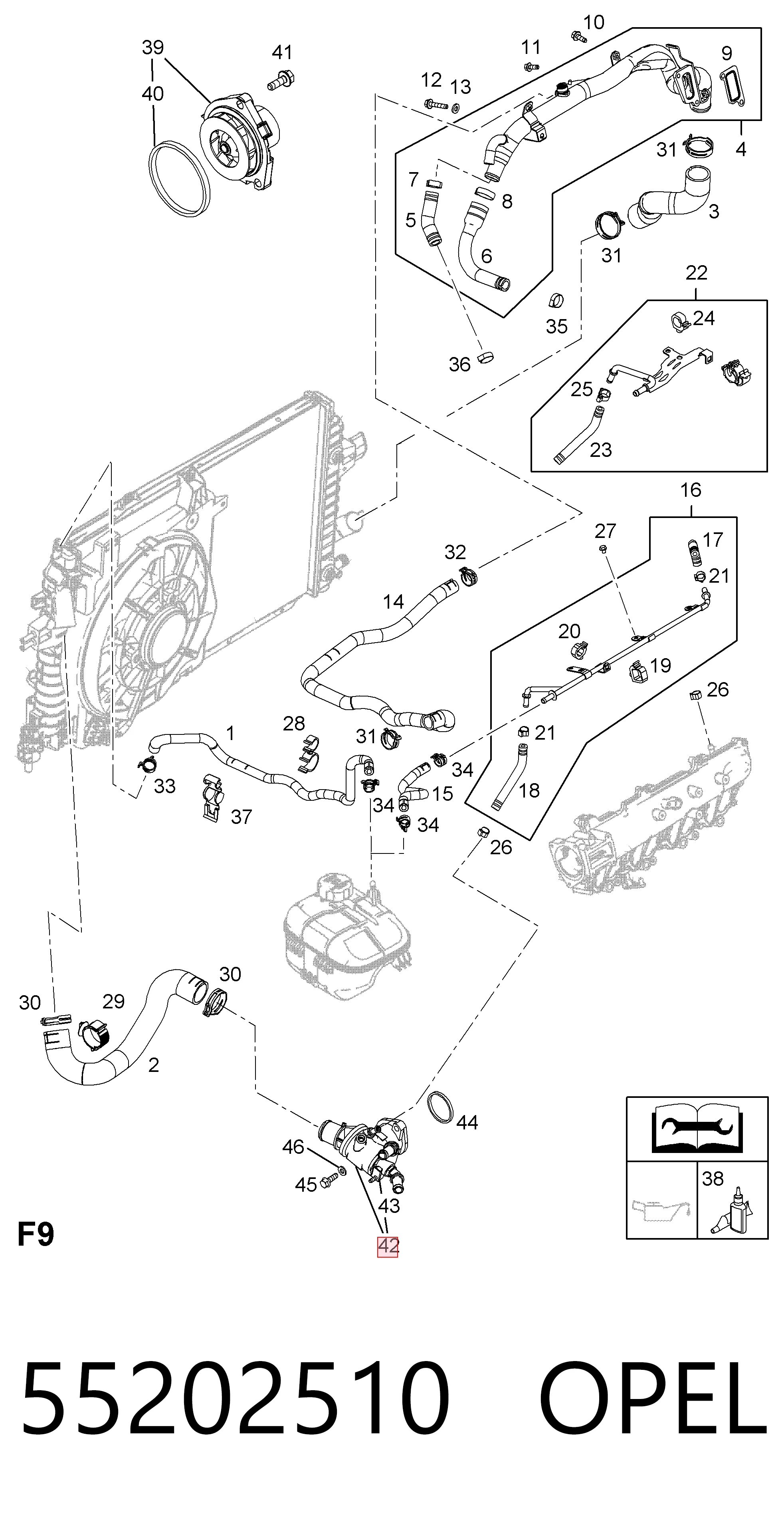 55202510 Opel Termostato de agua