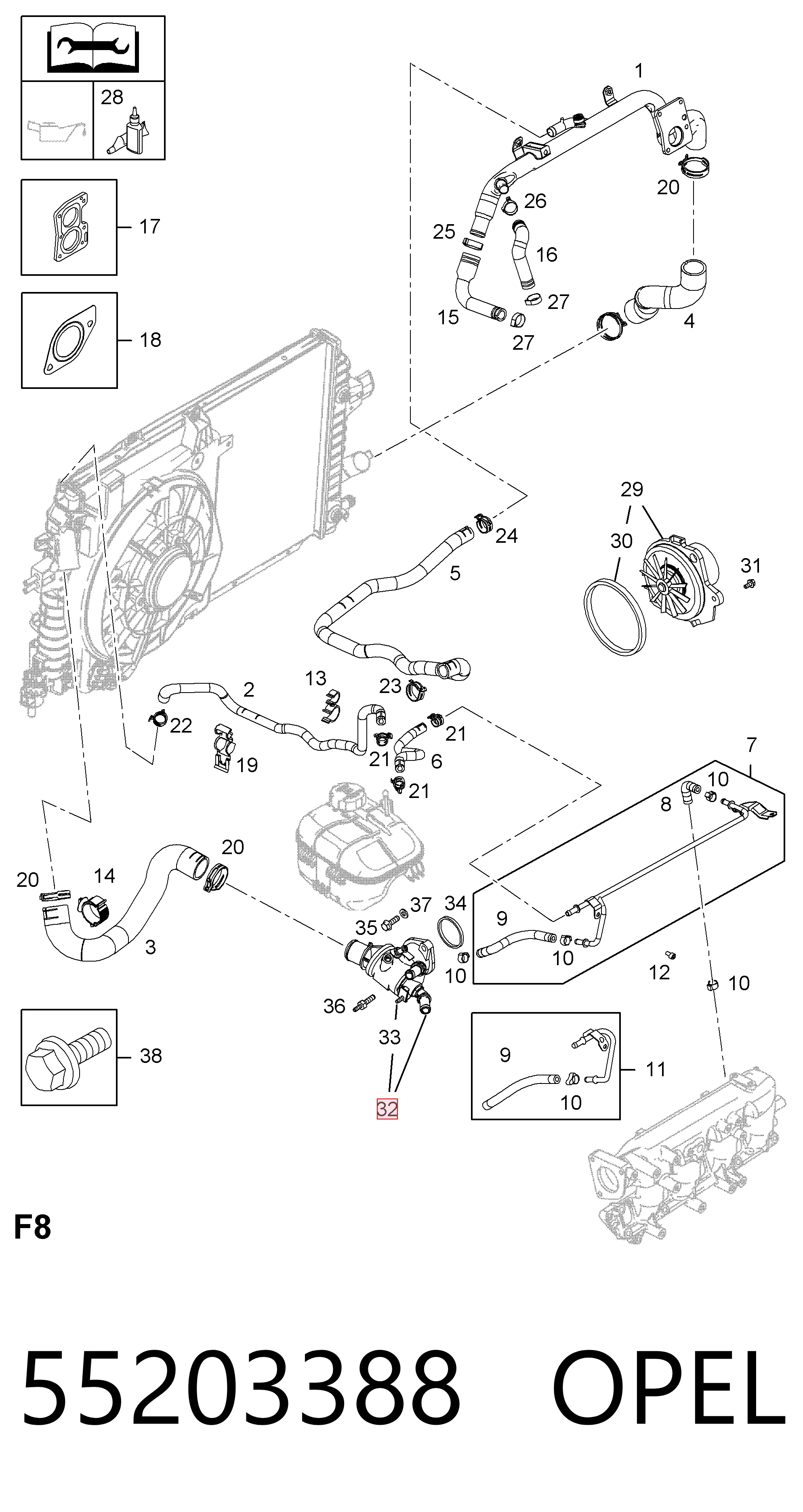 55203388 Opel Termostato de agua