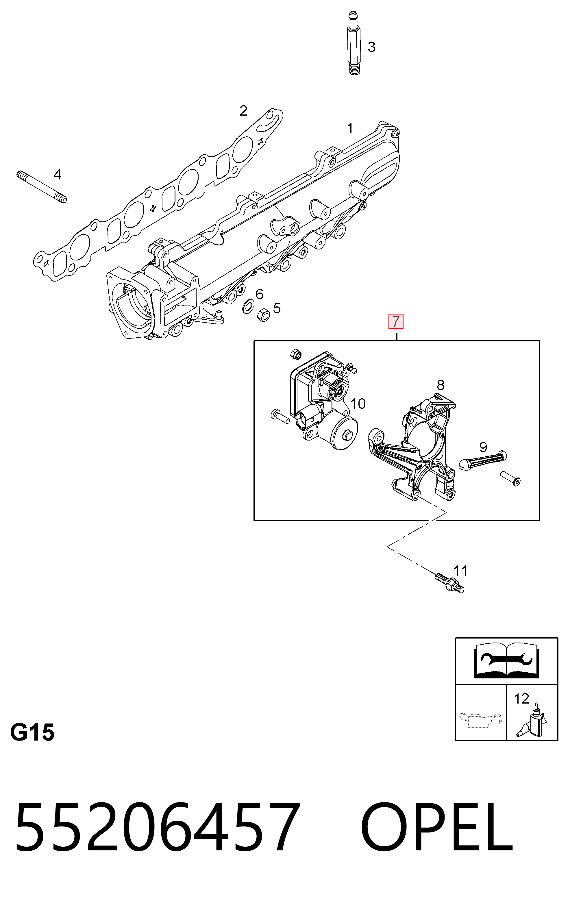 Válvula (actuador) del accionamiento de las mariposas del colector de admisión 55206457 OPEL