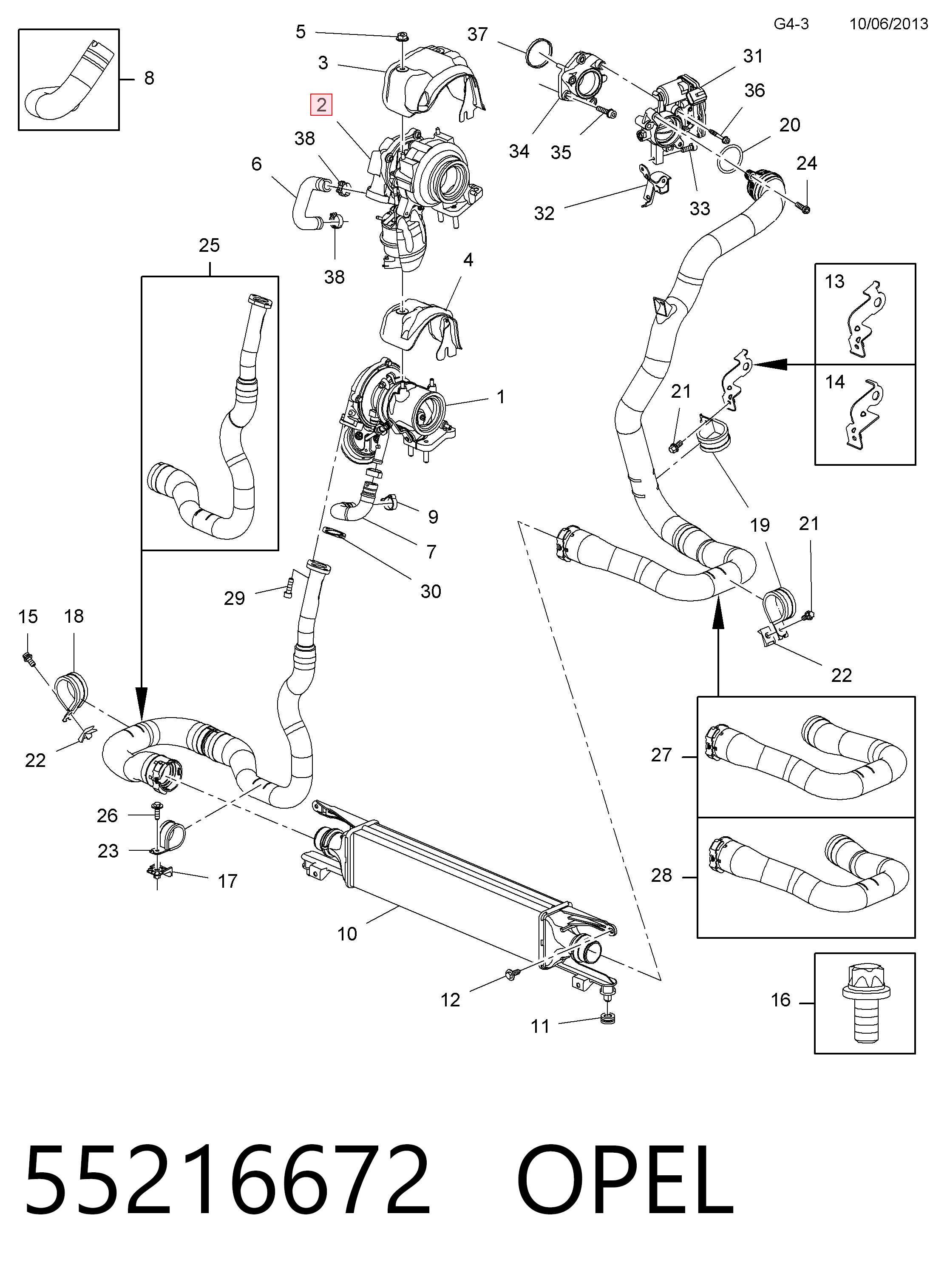 55216672 Opel Turbo para motor