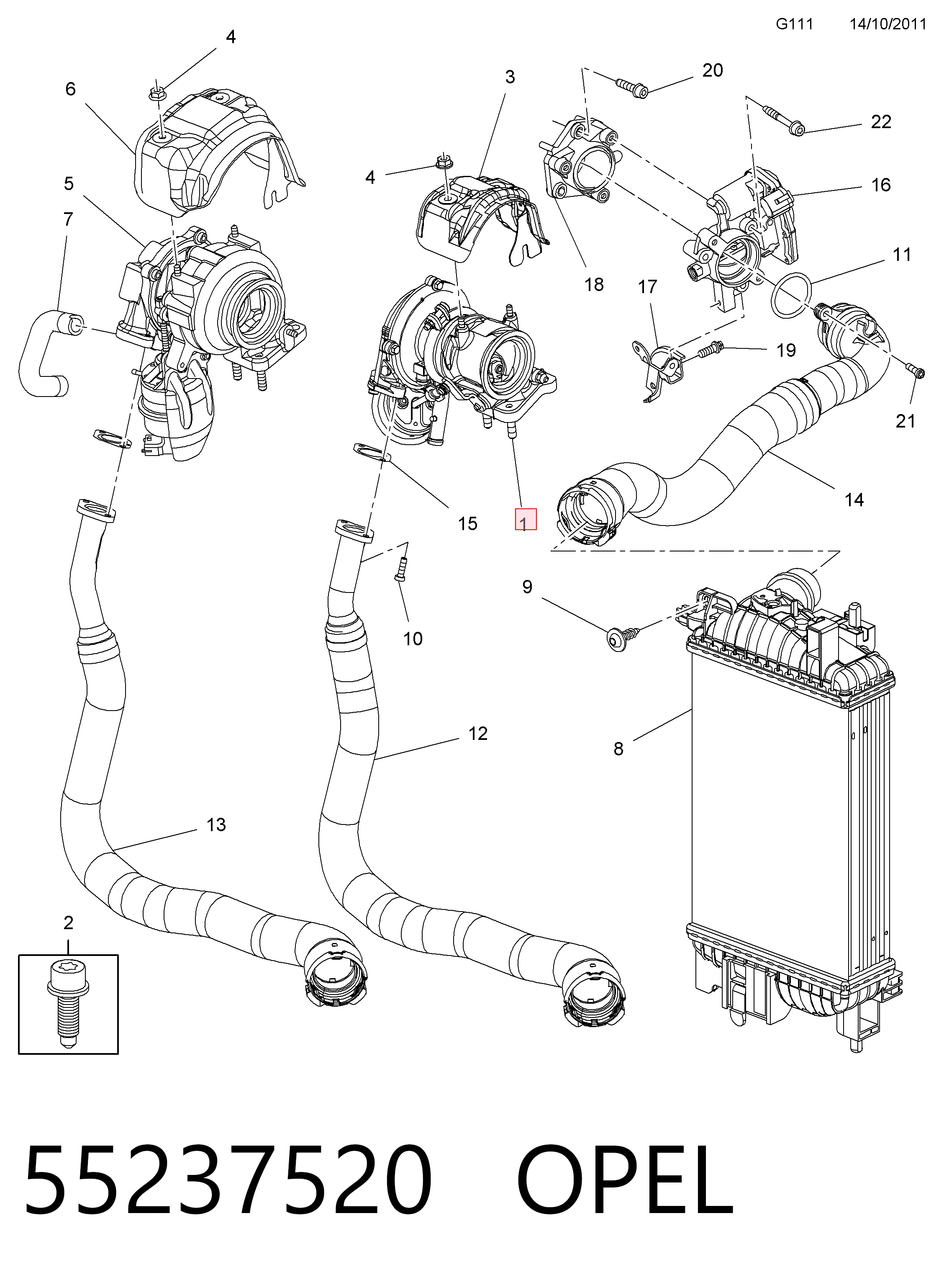 55237520 Opel Turbo para motor