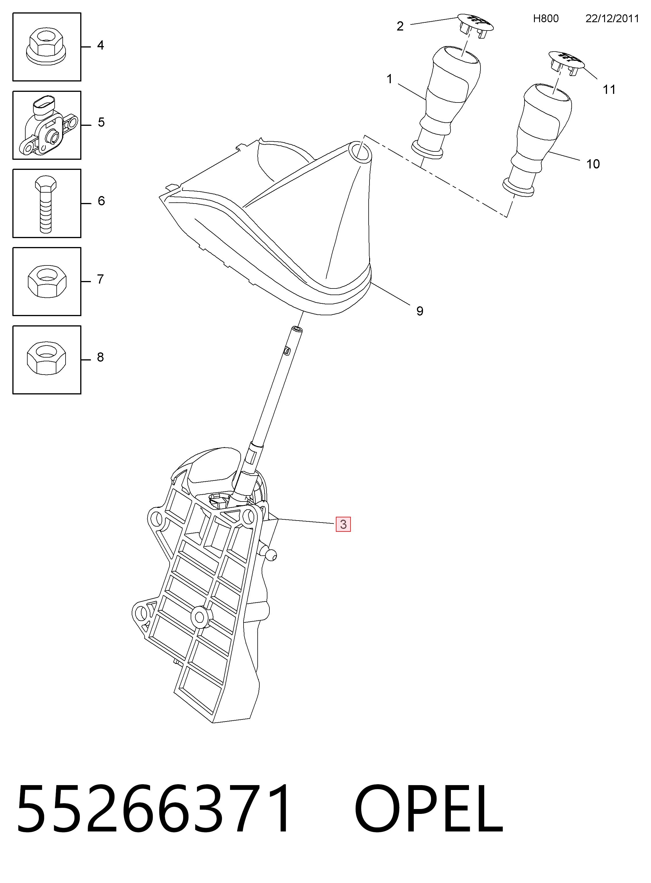 Mecanismo selector de marchas 95514109 GM