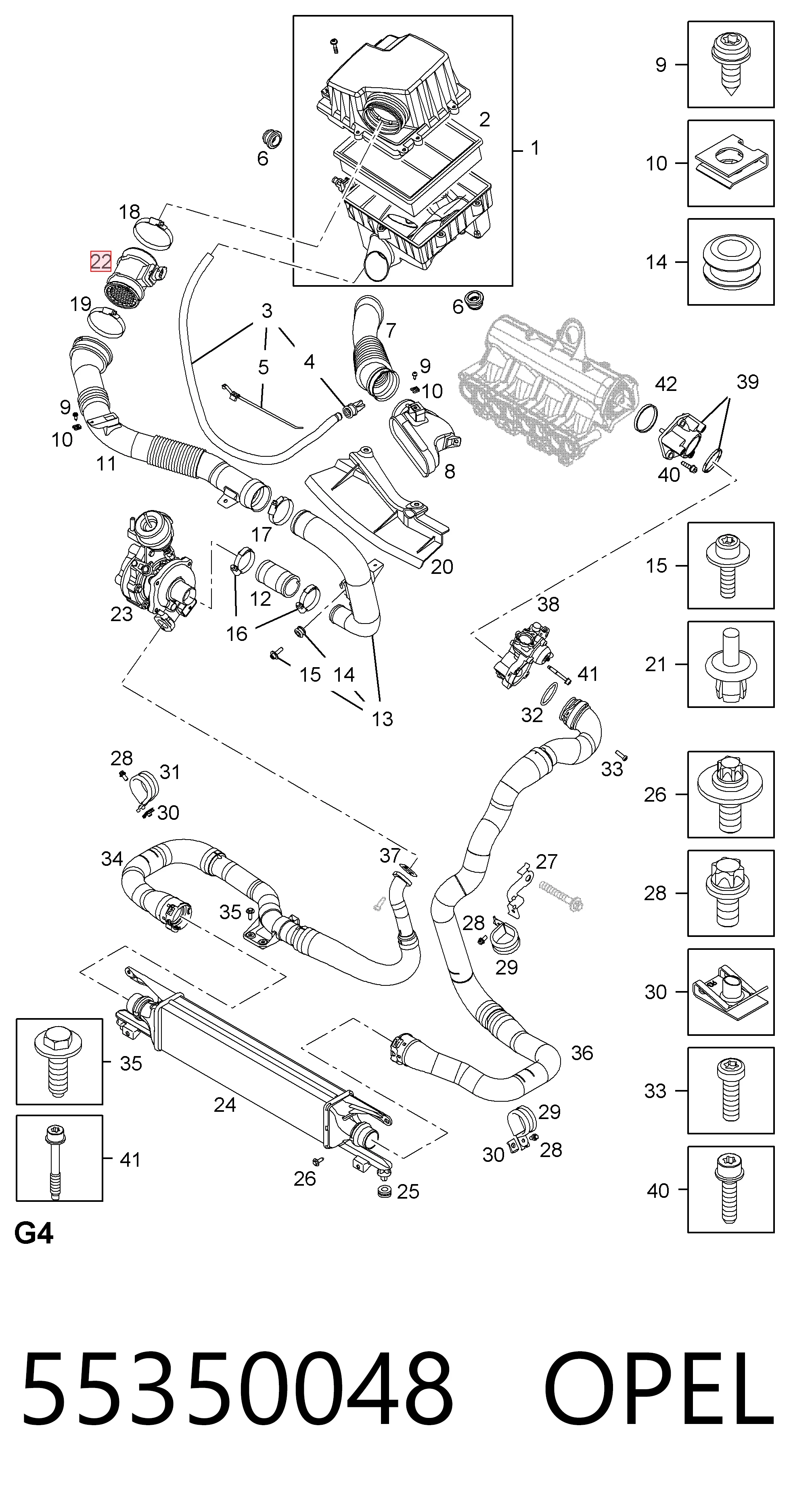 55350048 Opel Sensor de flujo de aire