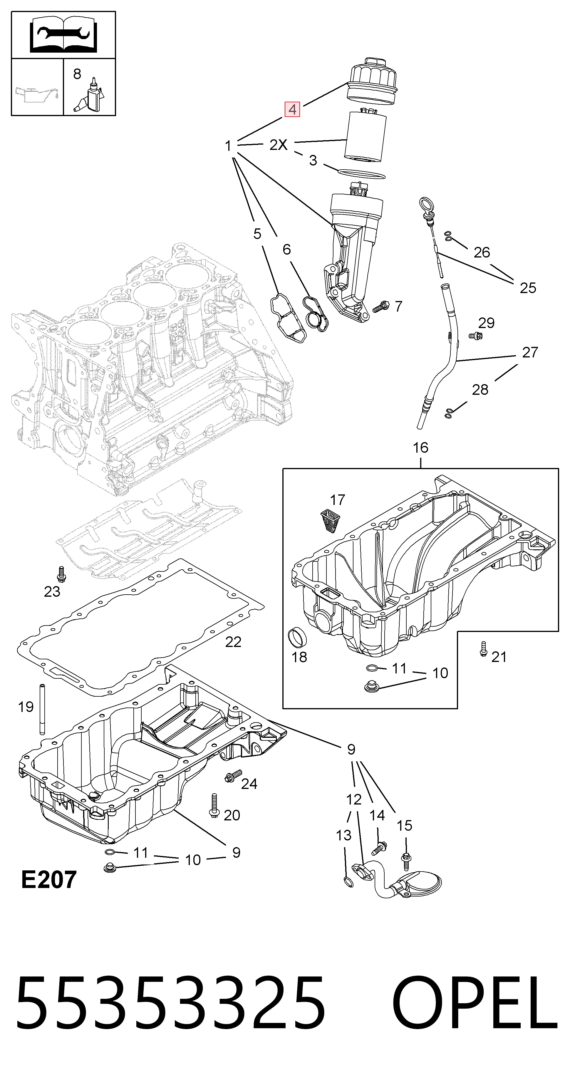 55353325 Opel Tapa del filtro de aceite