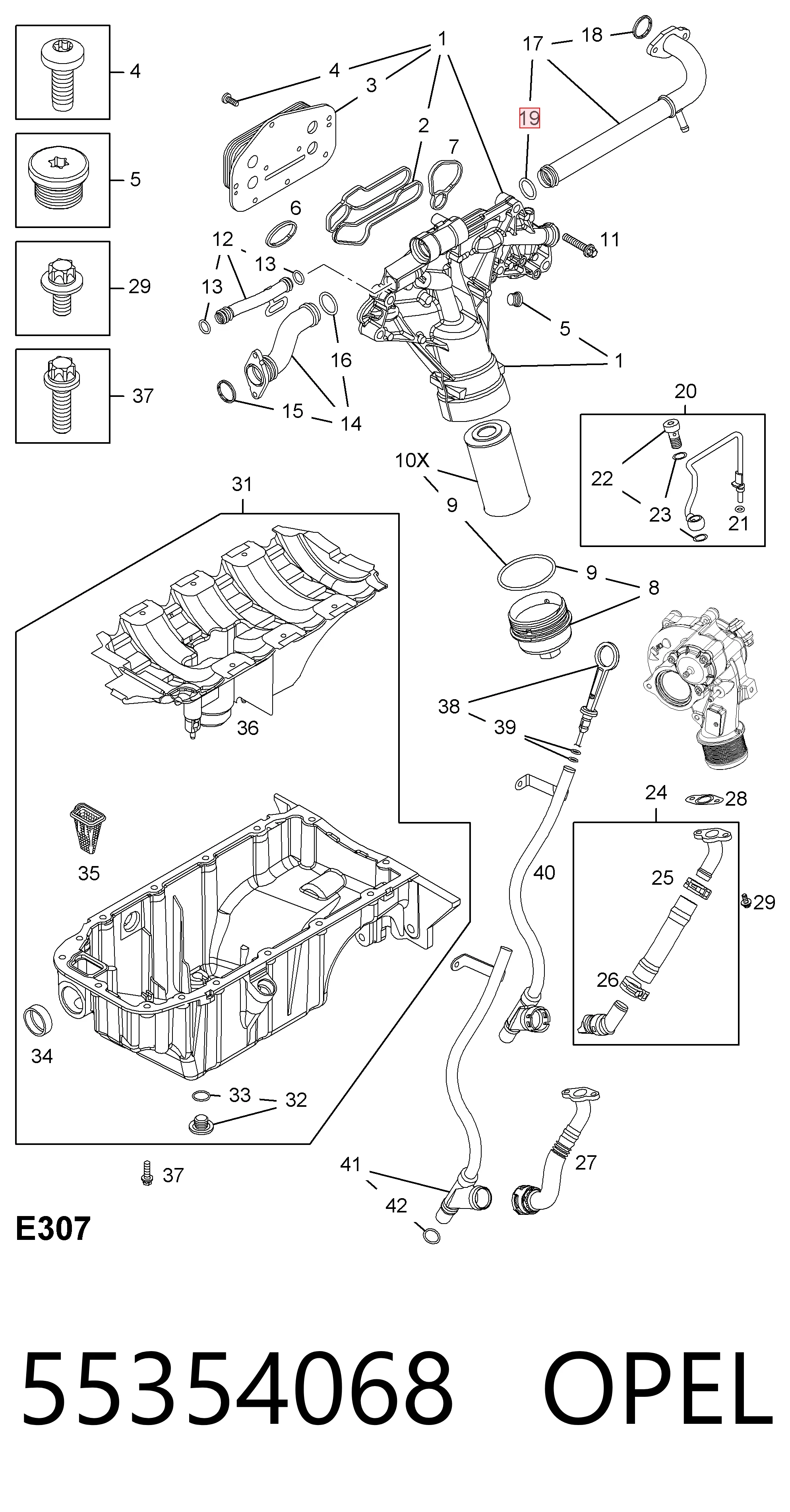Comprar 55354068 Peugeot/Citroen Junta superior del conducto de aceite del enfriador