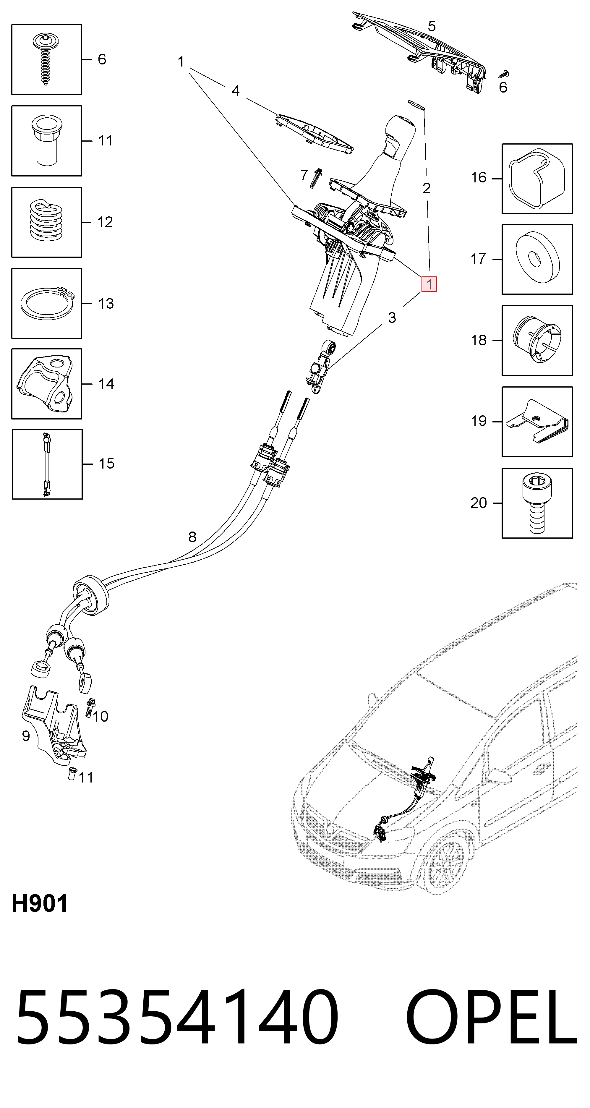 Palanca selectora cambio de marcha para Opel Zafira B A05
