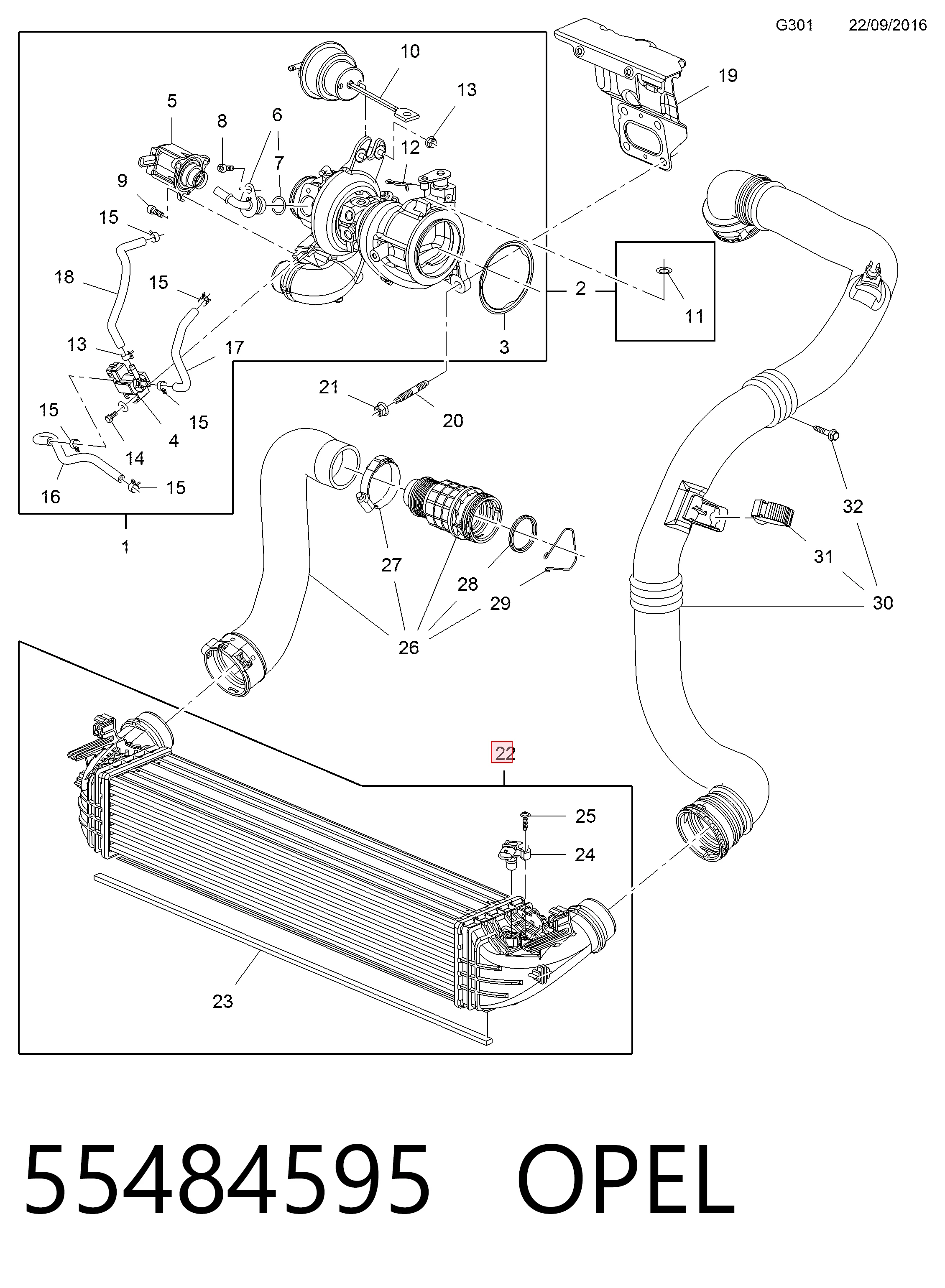 Radiador de intercooler Opel Astra (2015-2022)