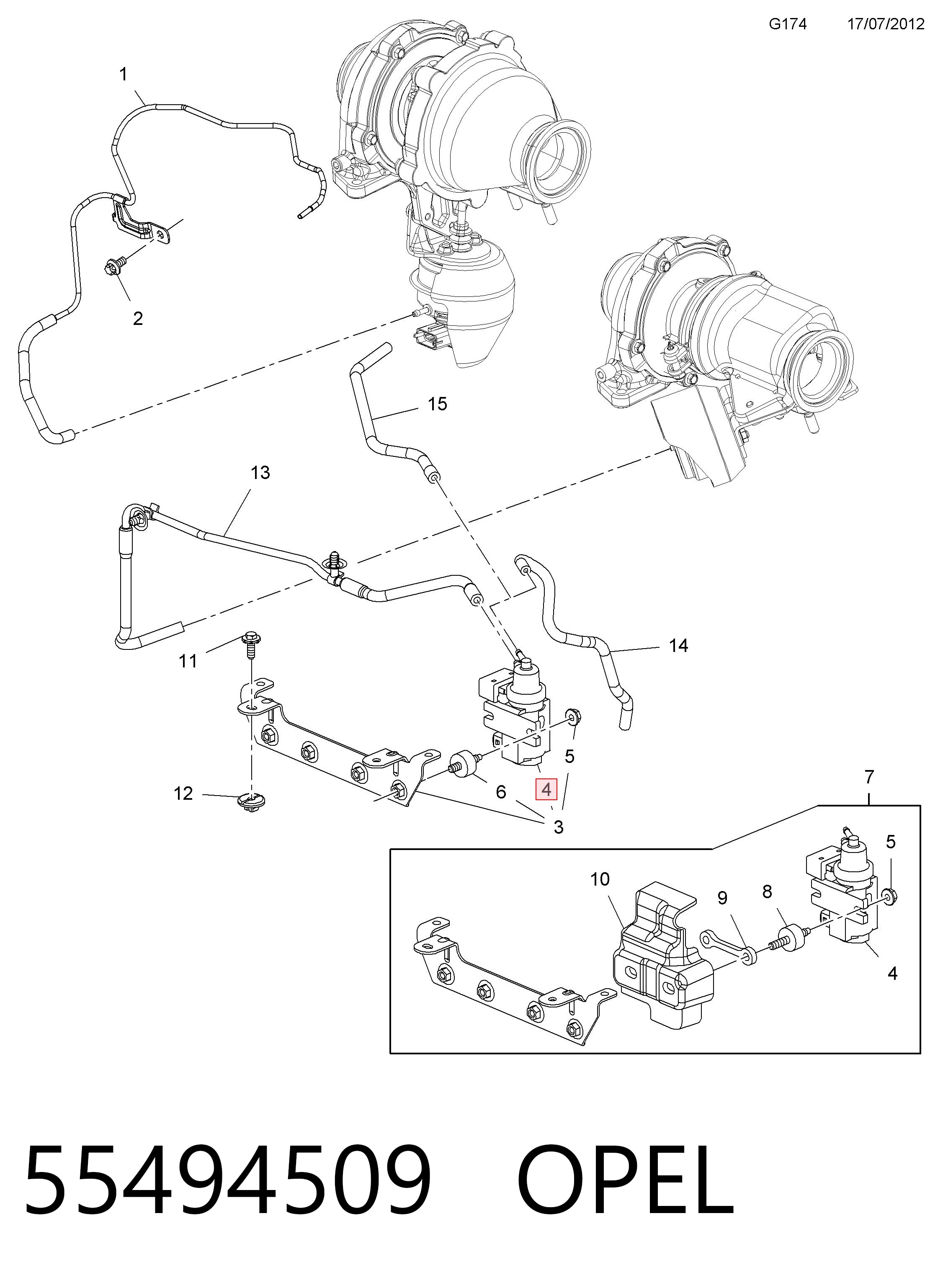55494509 Opel Válvula de derivación de aire de sobrealimentación