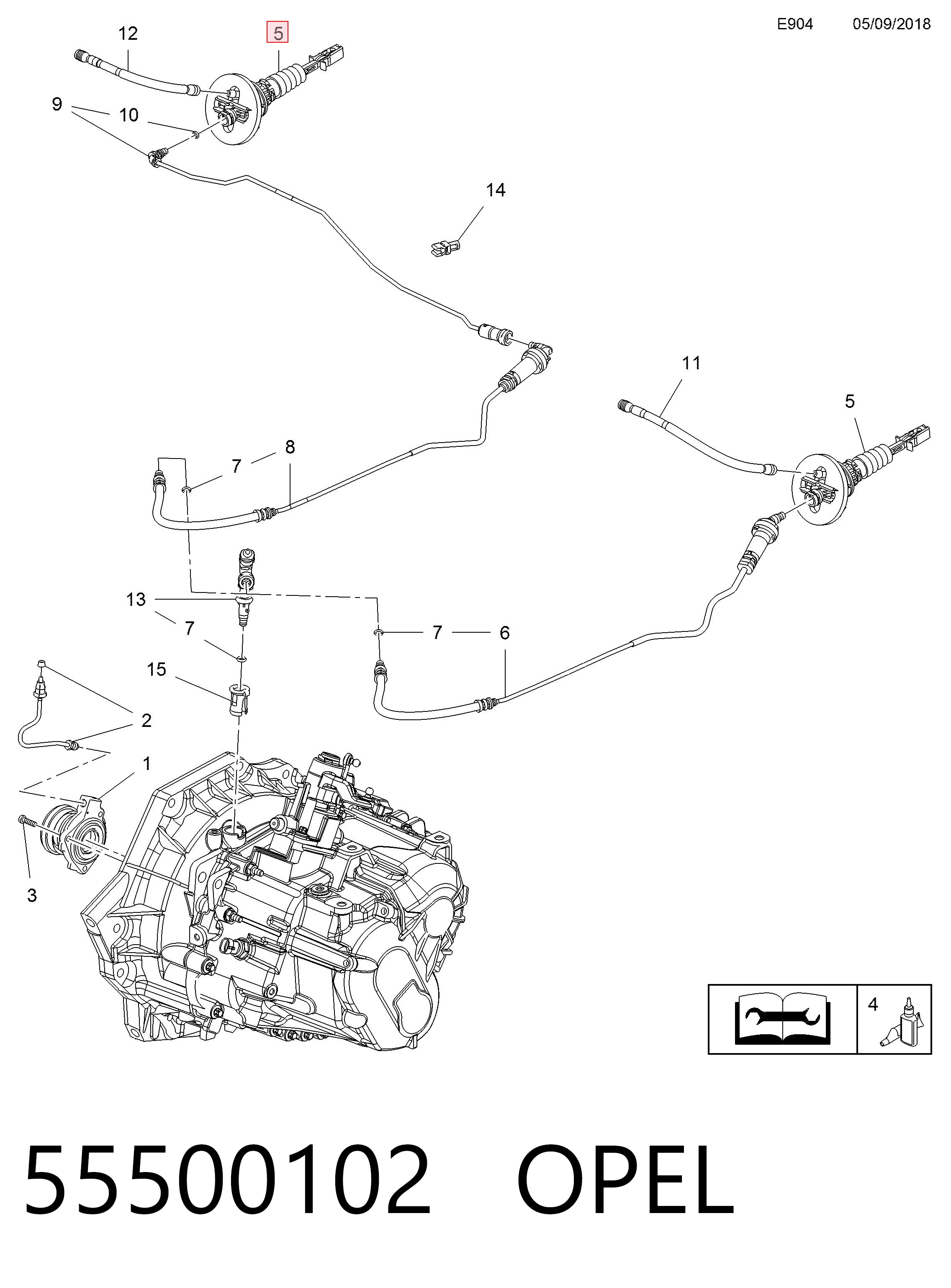 55500102 Opel Cilindro maestro de clutch
