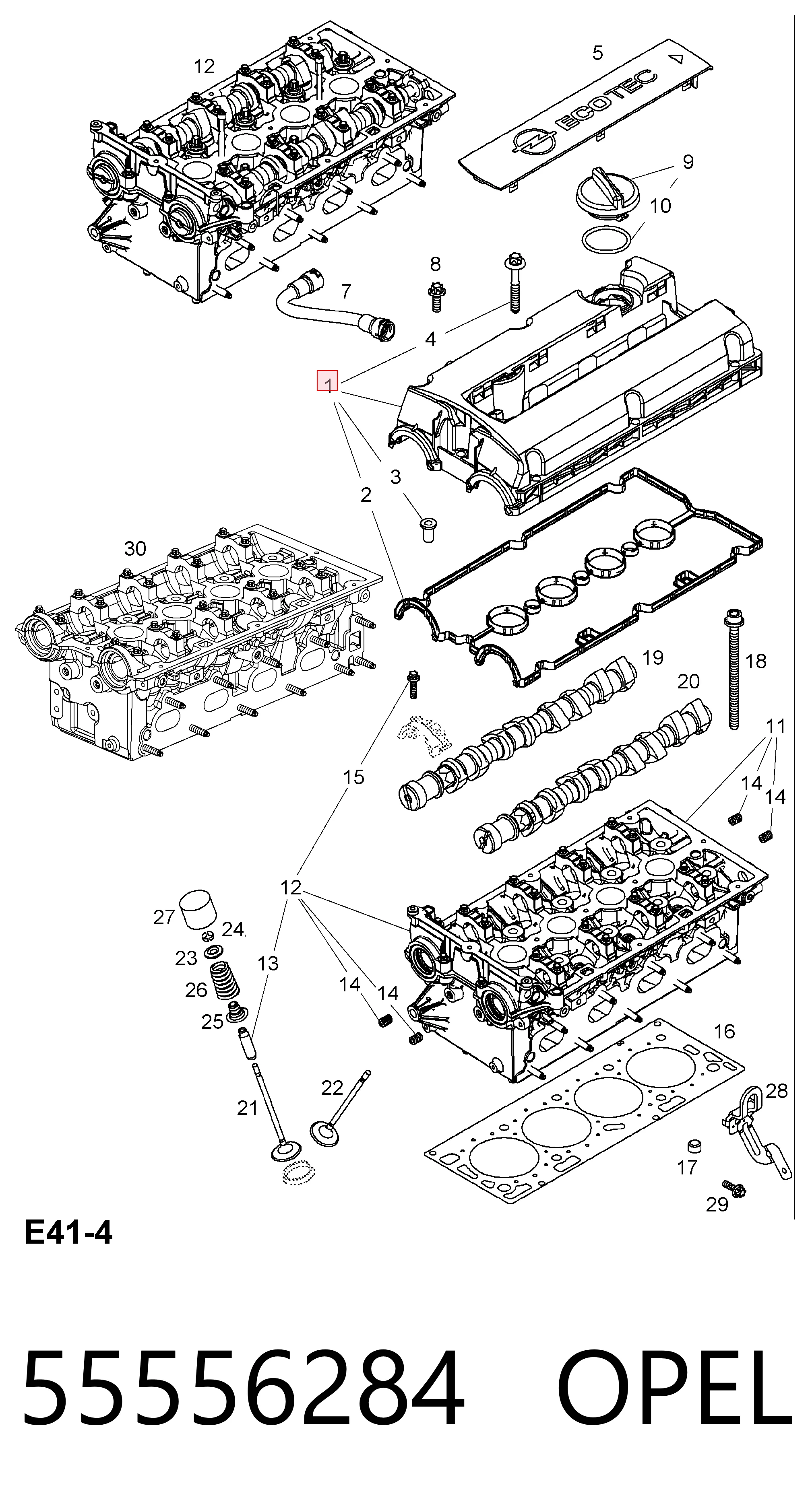 55556284 Opel Tapa de culata