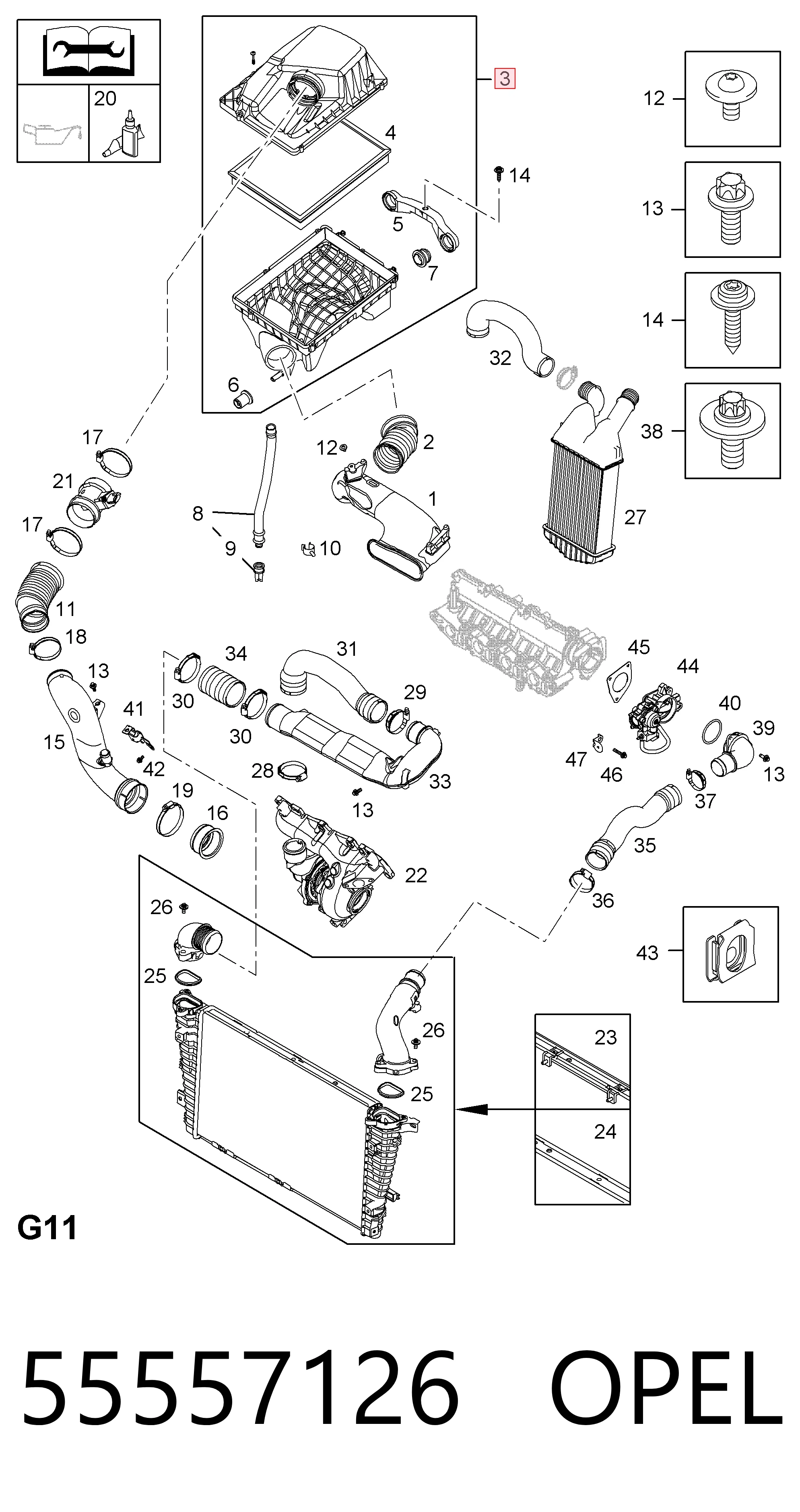 Carcasa del filtro de aire para Opel Astra H L35