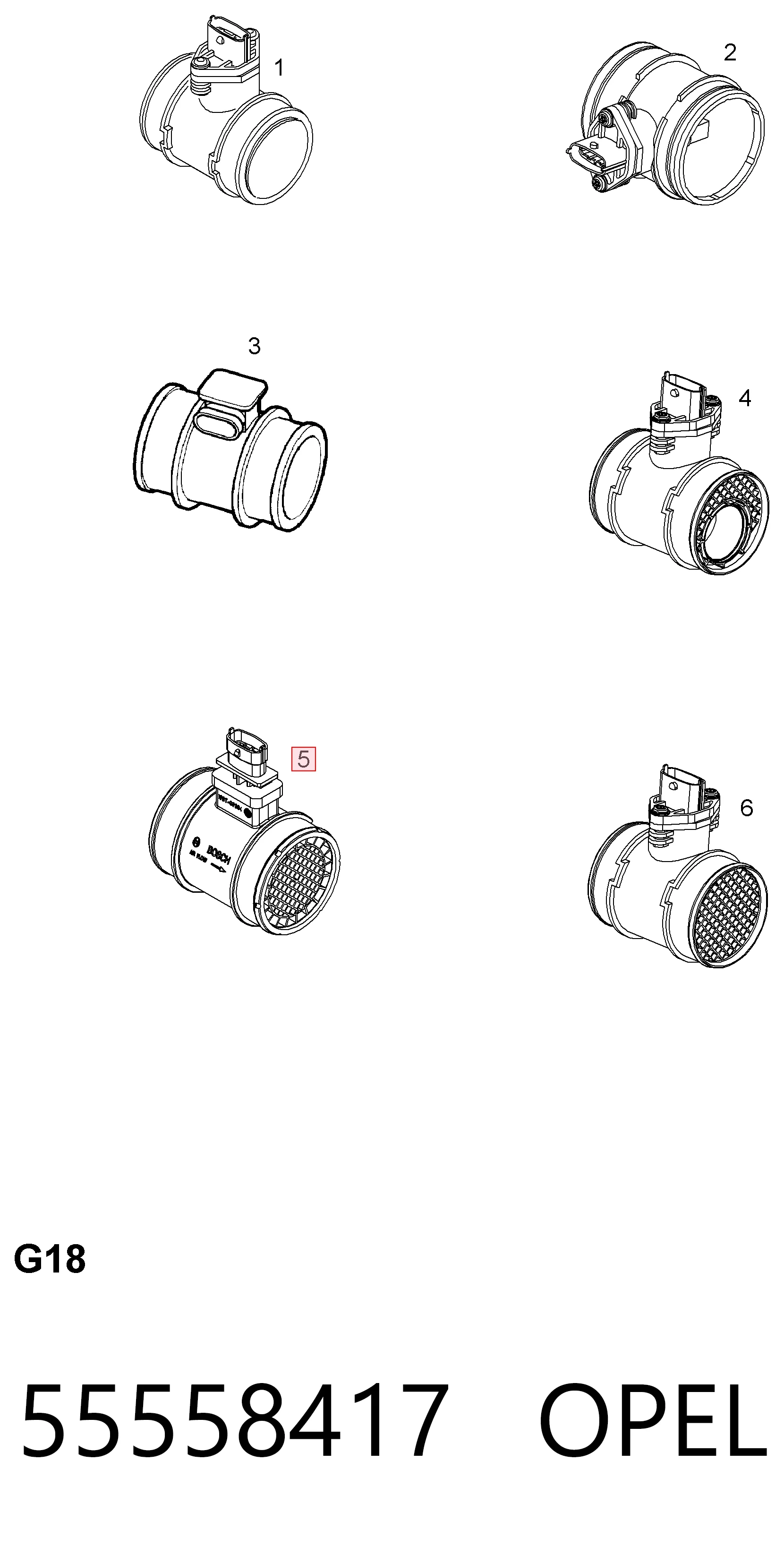 55558417 Opel Sensor de flujo de aire