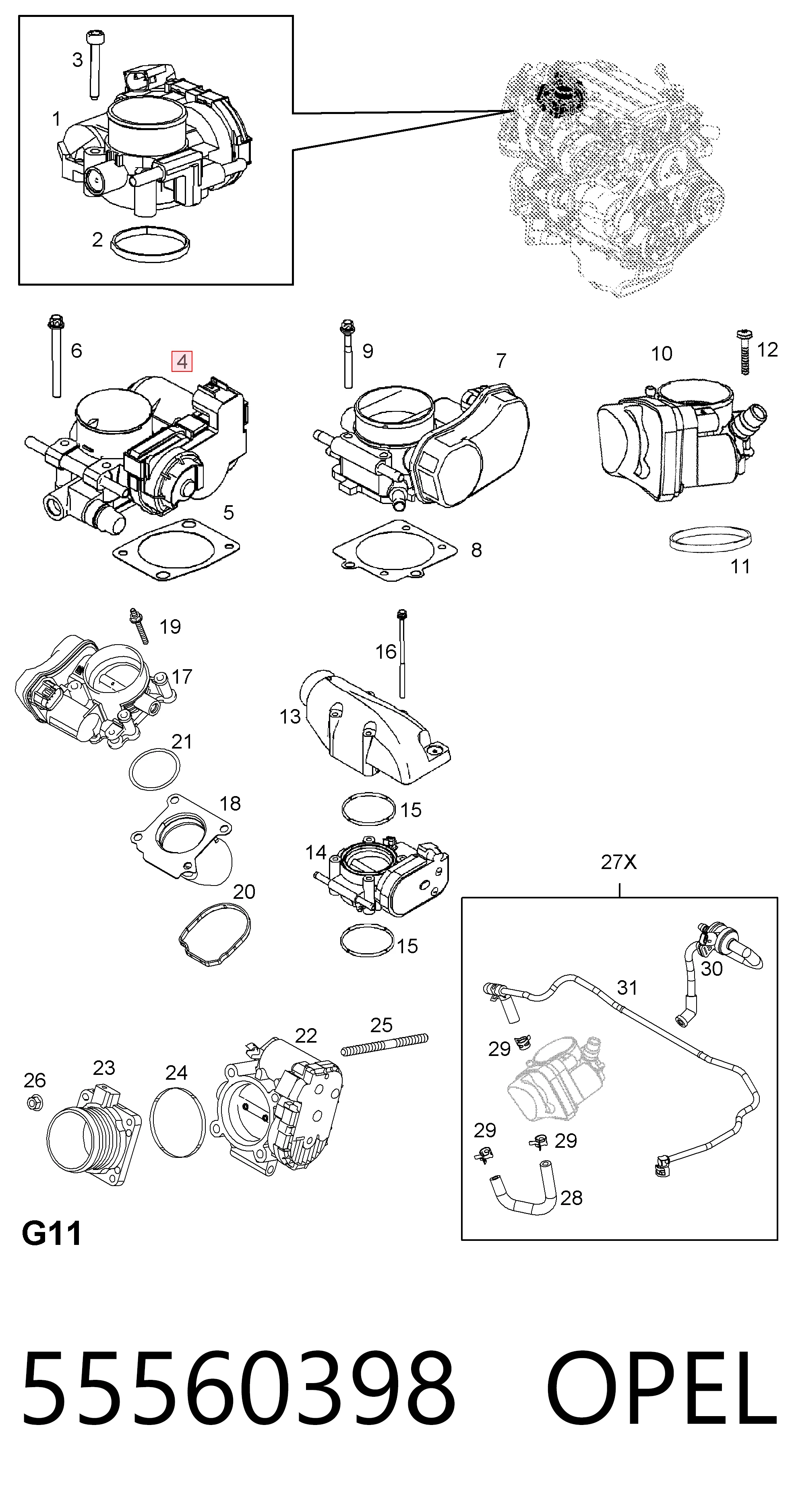 55560398 Opel Mariposa de admisión