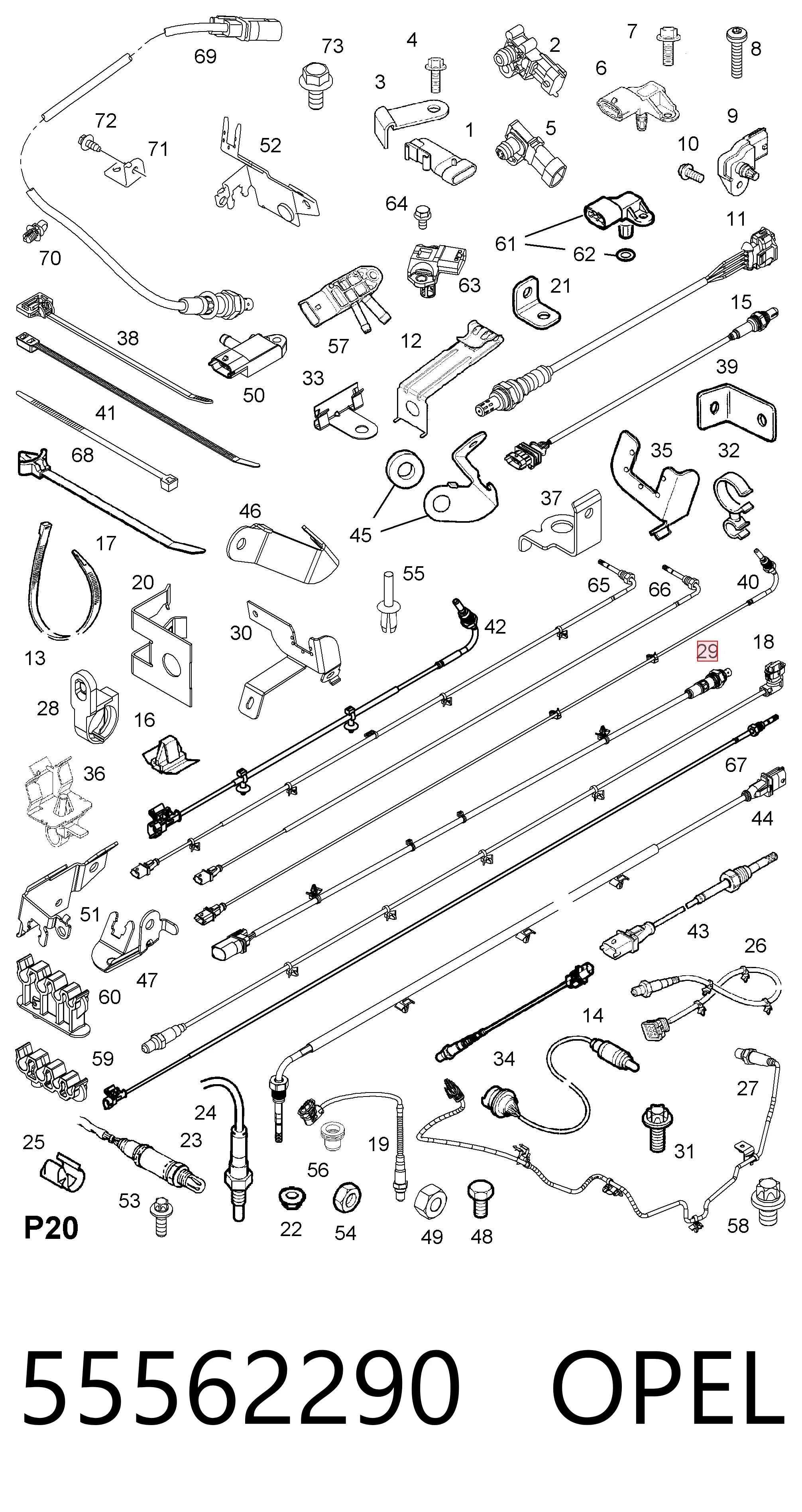 55562290 Opel Sensor de oxígeno previo al catalizador