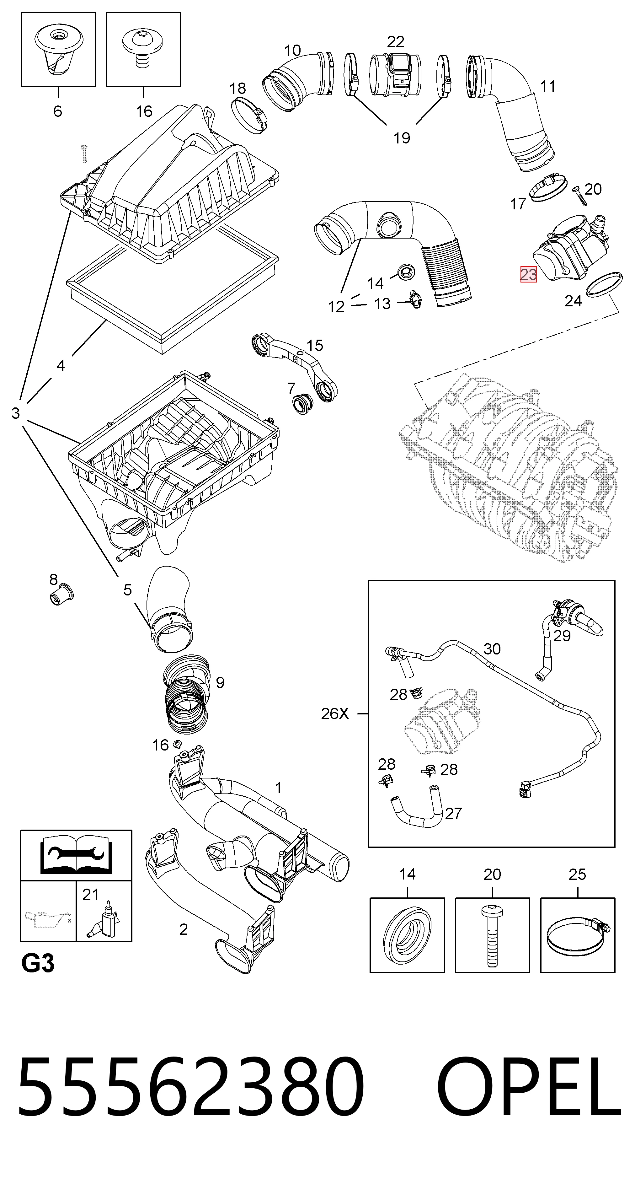 55562380 Opel Mariposa de admisión