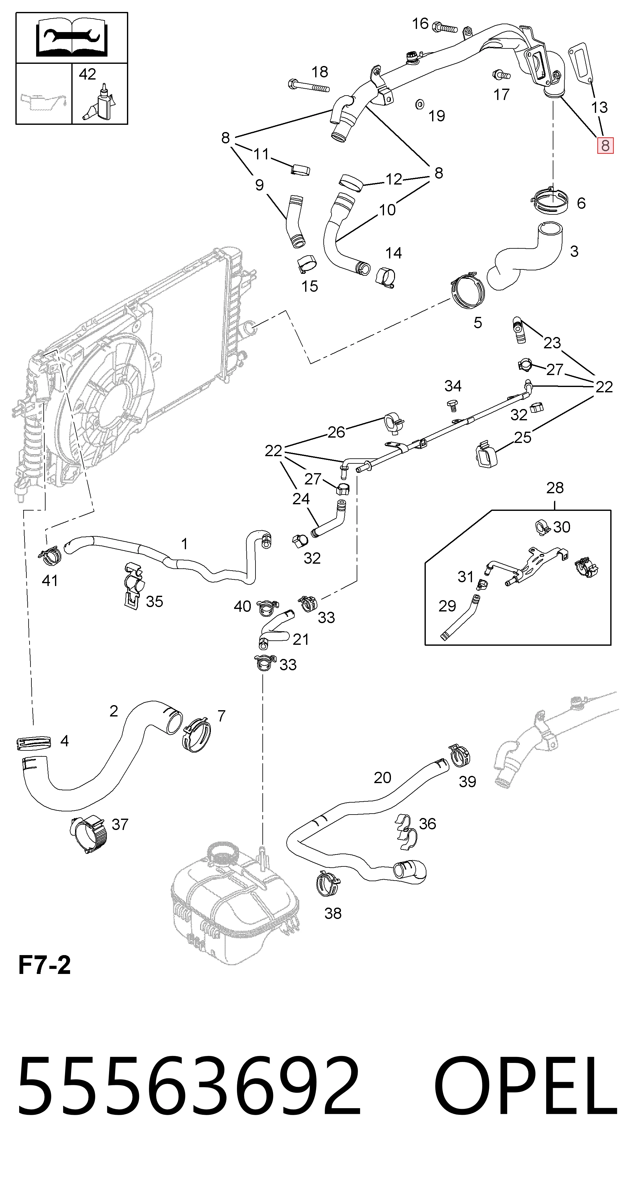 Manguera (tubo) del sistema de refrigeración 55563692 OPEL