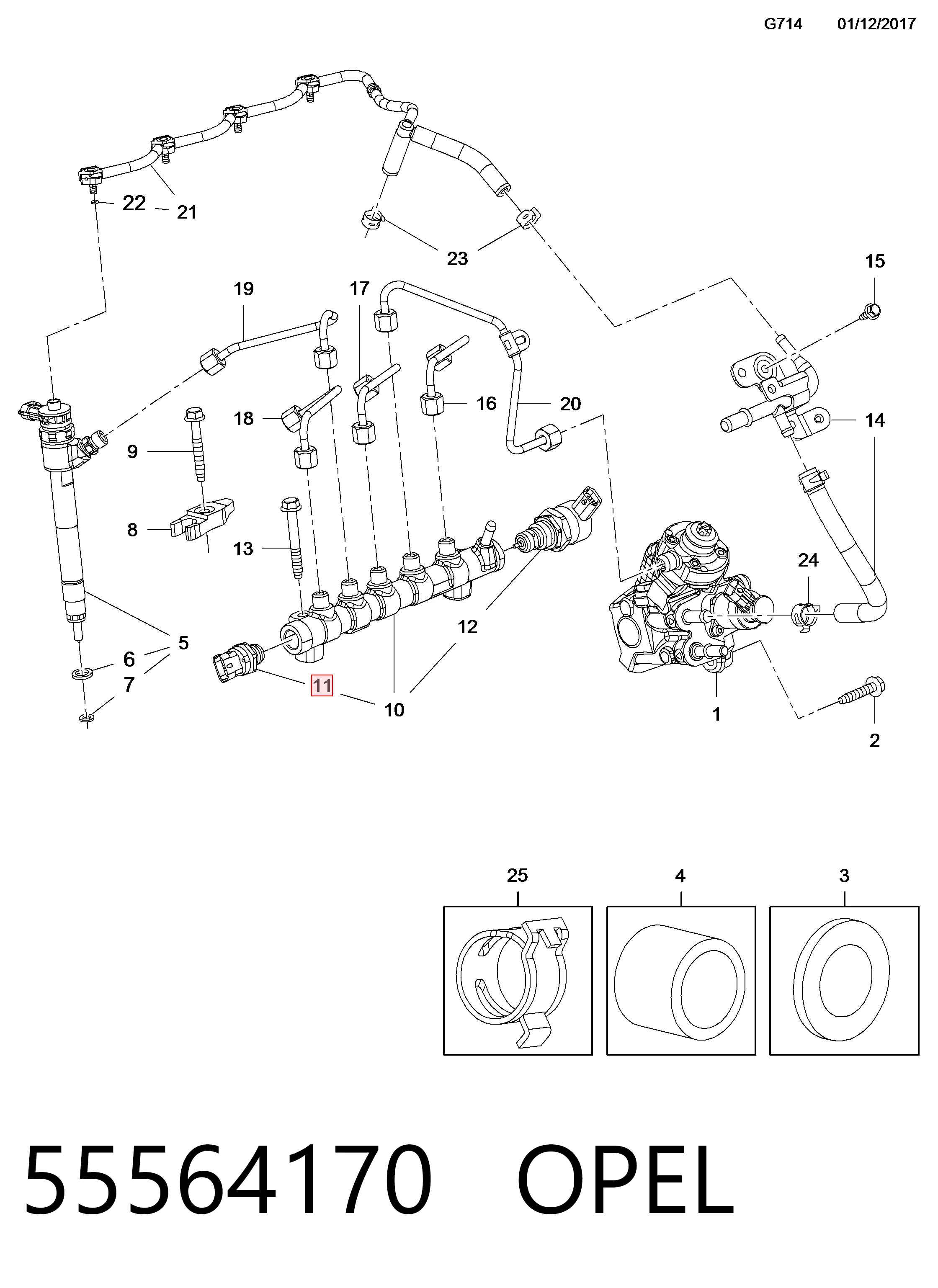 Válvula de presión de combustible Opel Astra H