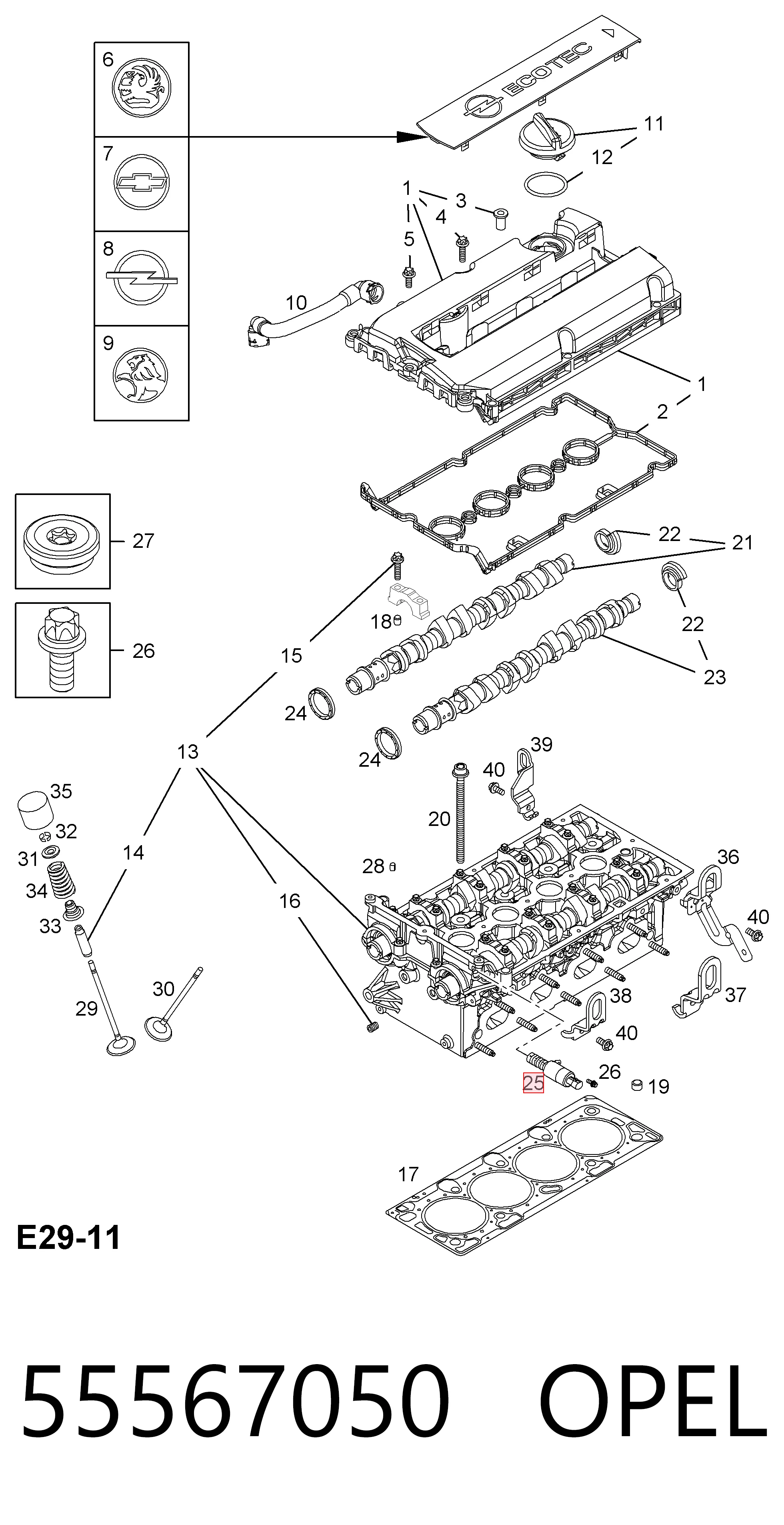 Válvula control, ajuste de levas Opel Astra  (2004-2014)