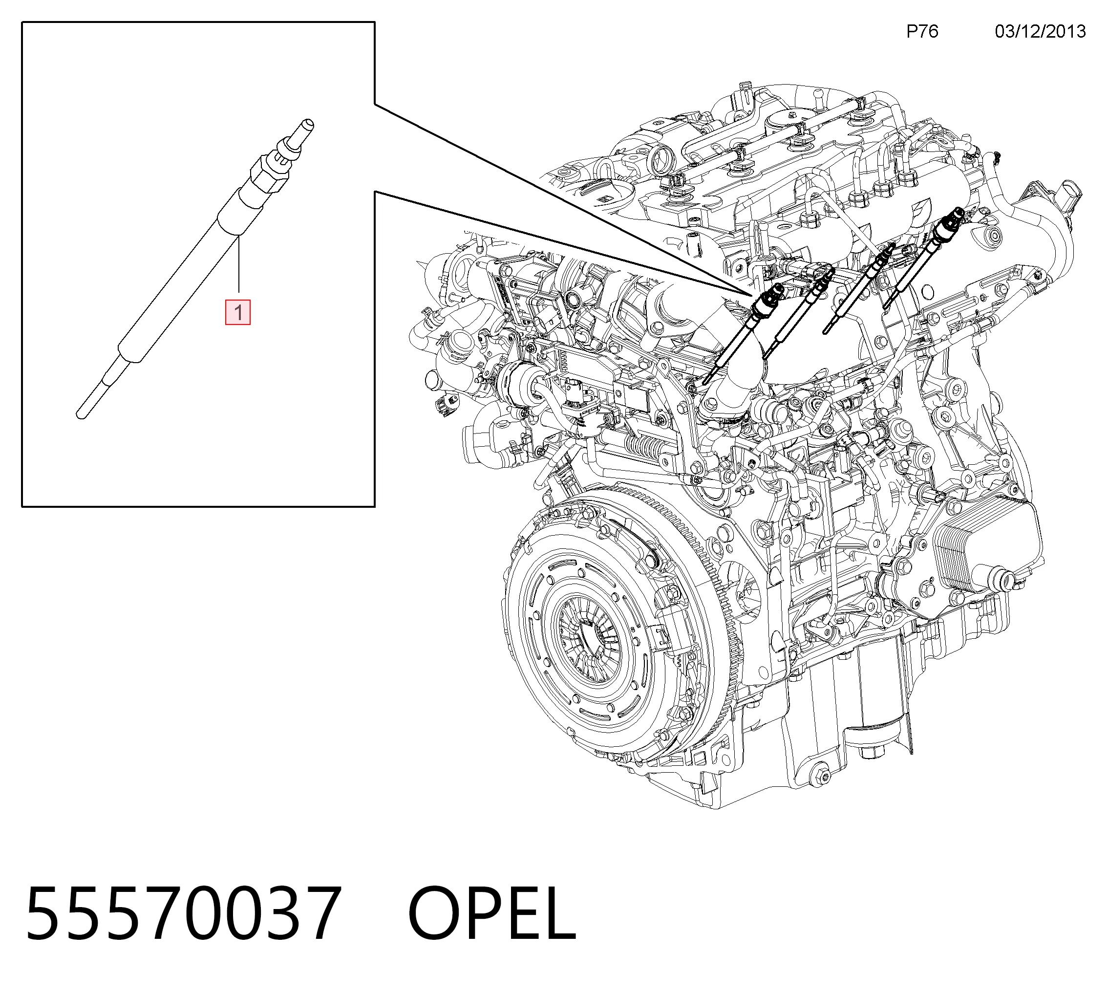 55570037 Opel Bujías de calentamiento