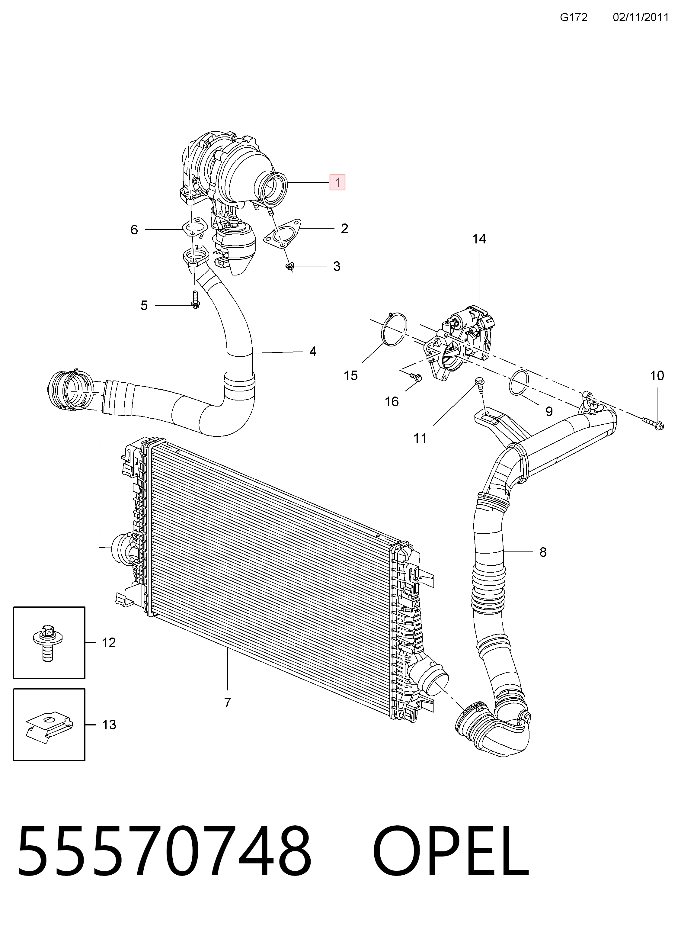 55570748 Opel Turbo para motor