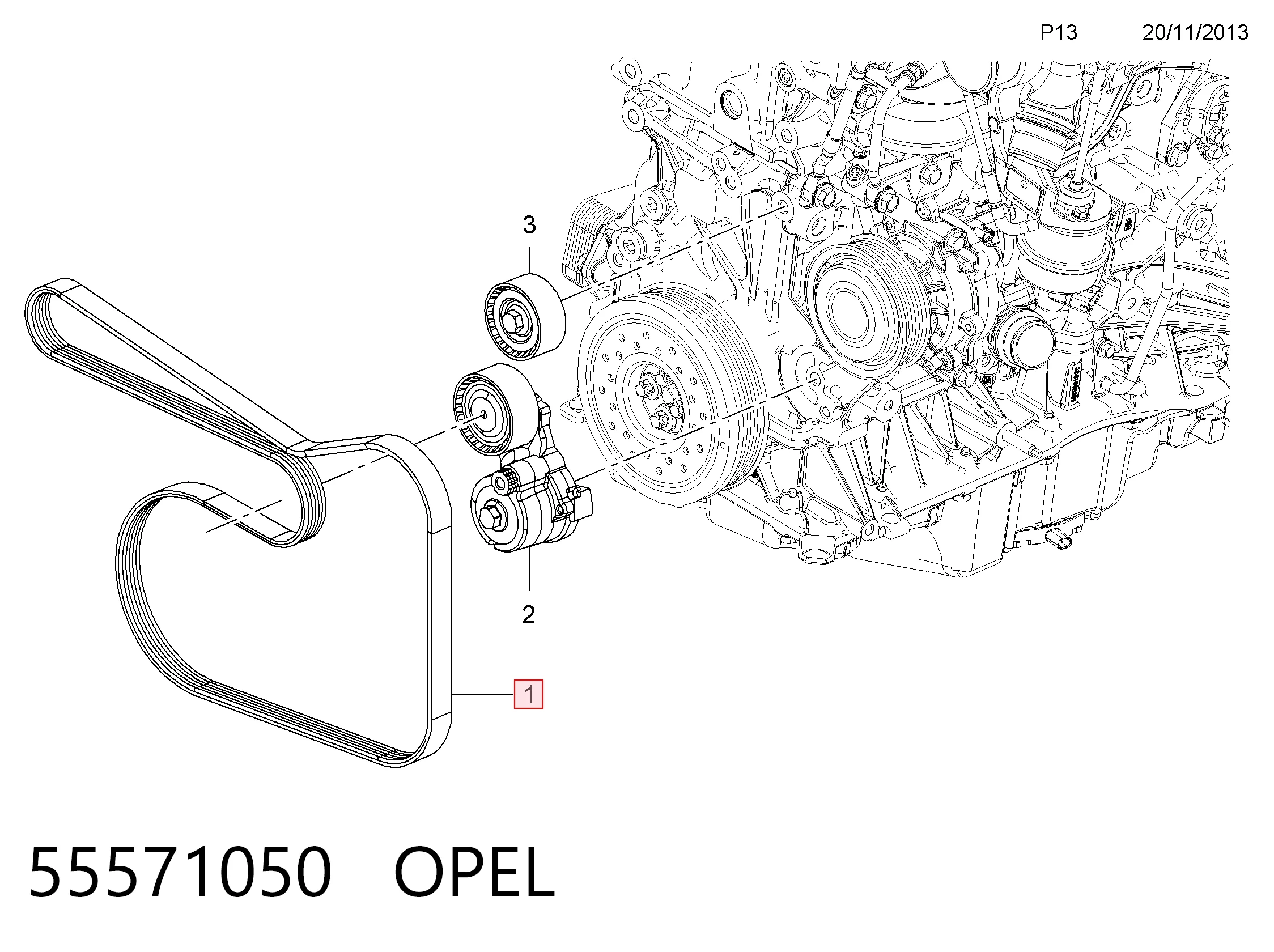 Correa de alternador para Opel Astra 