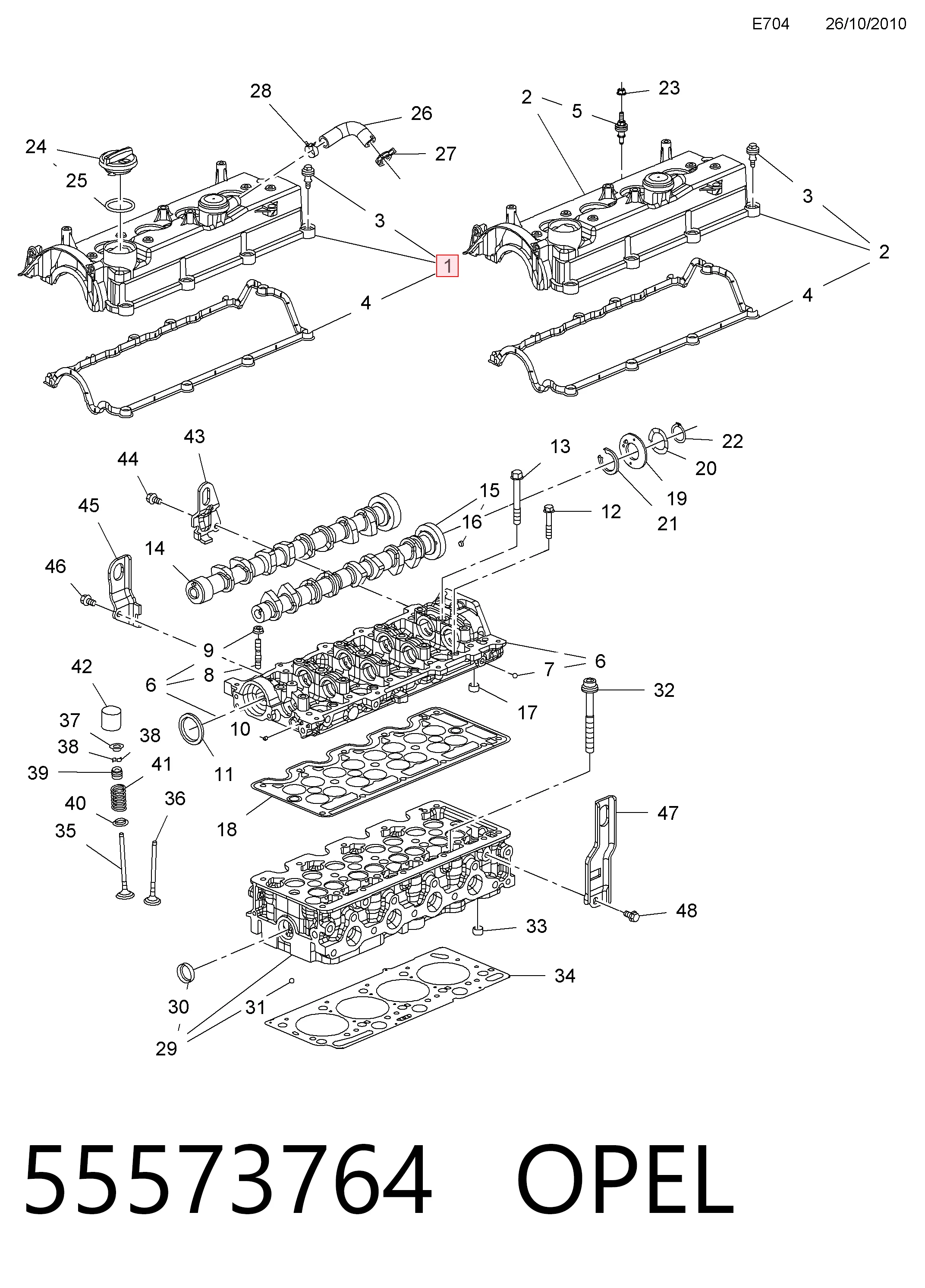 55573764 Opel Tapa de culata