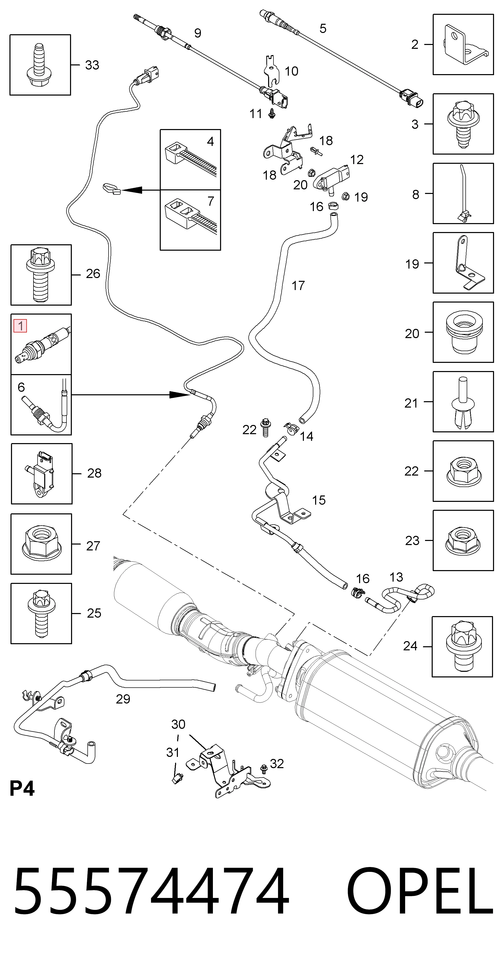 55574474 Opel Sensor de oxígeno previo al catalizador