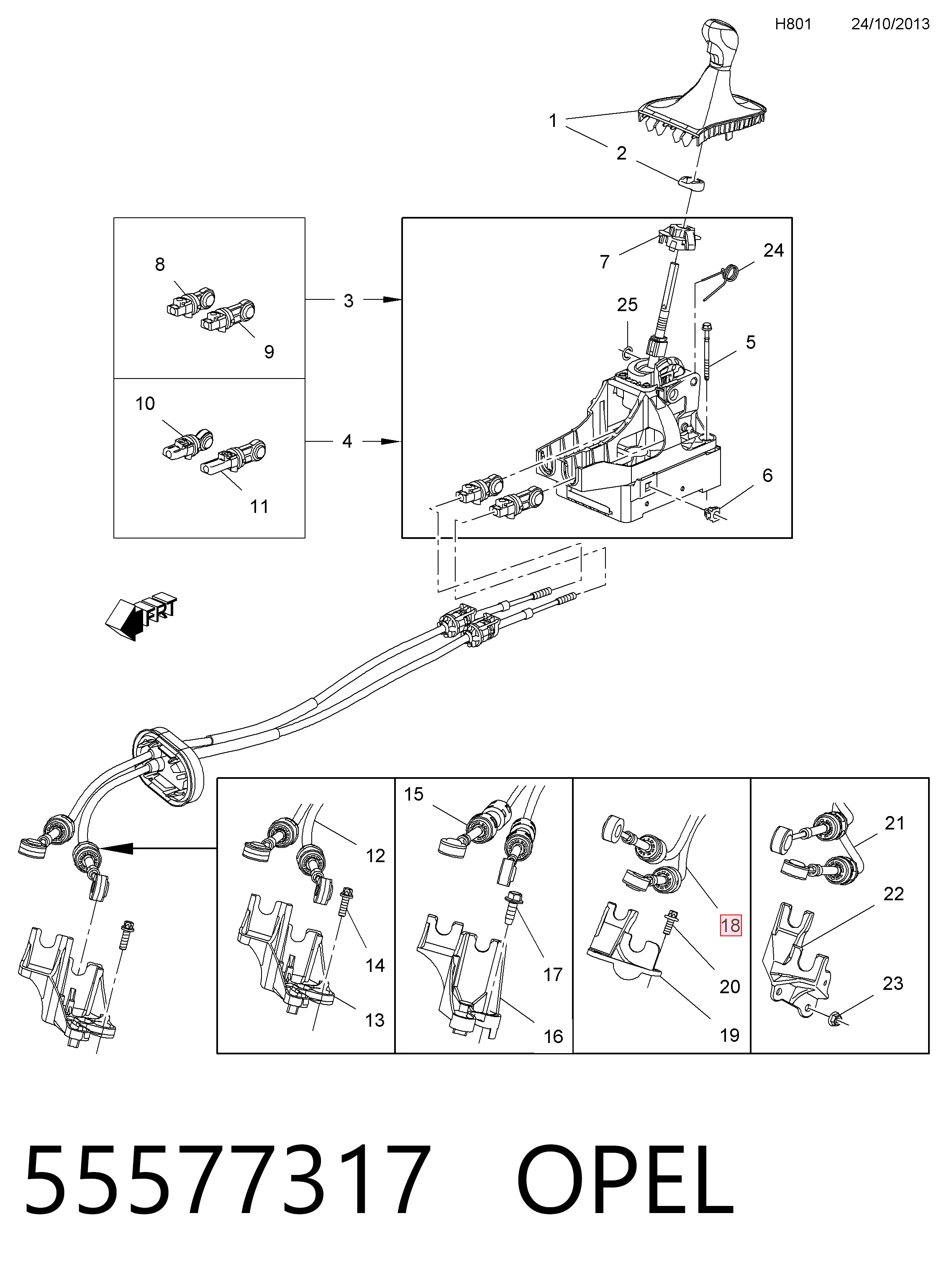 55596526 General Motors Cable para caja de cambios manual