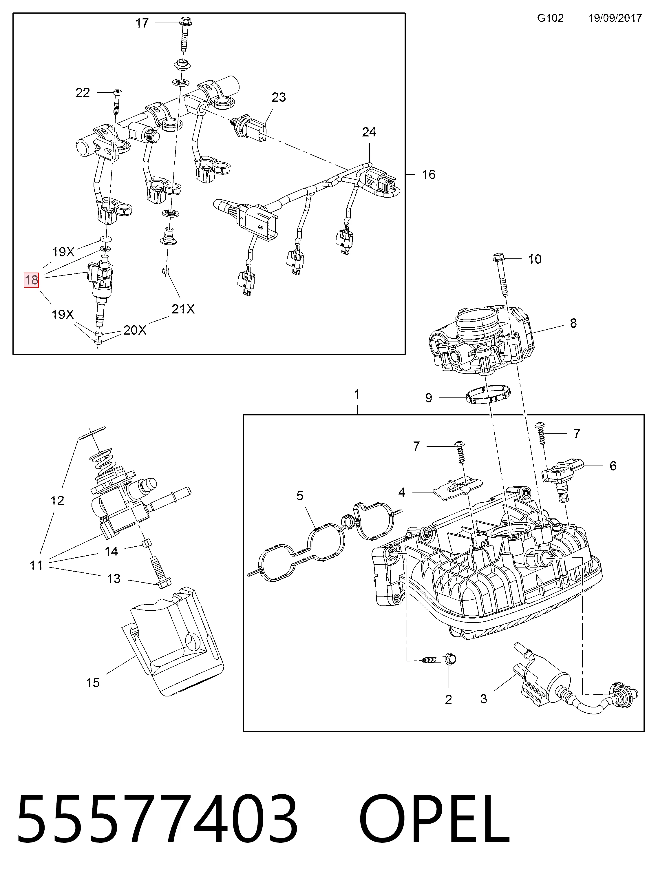 55577403 Opel Inyector de combustible