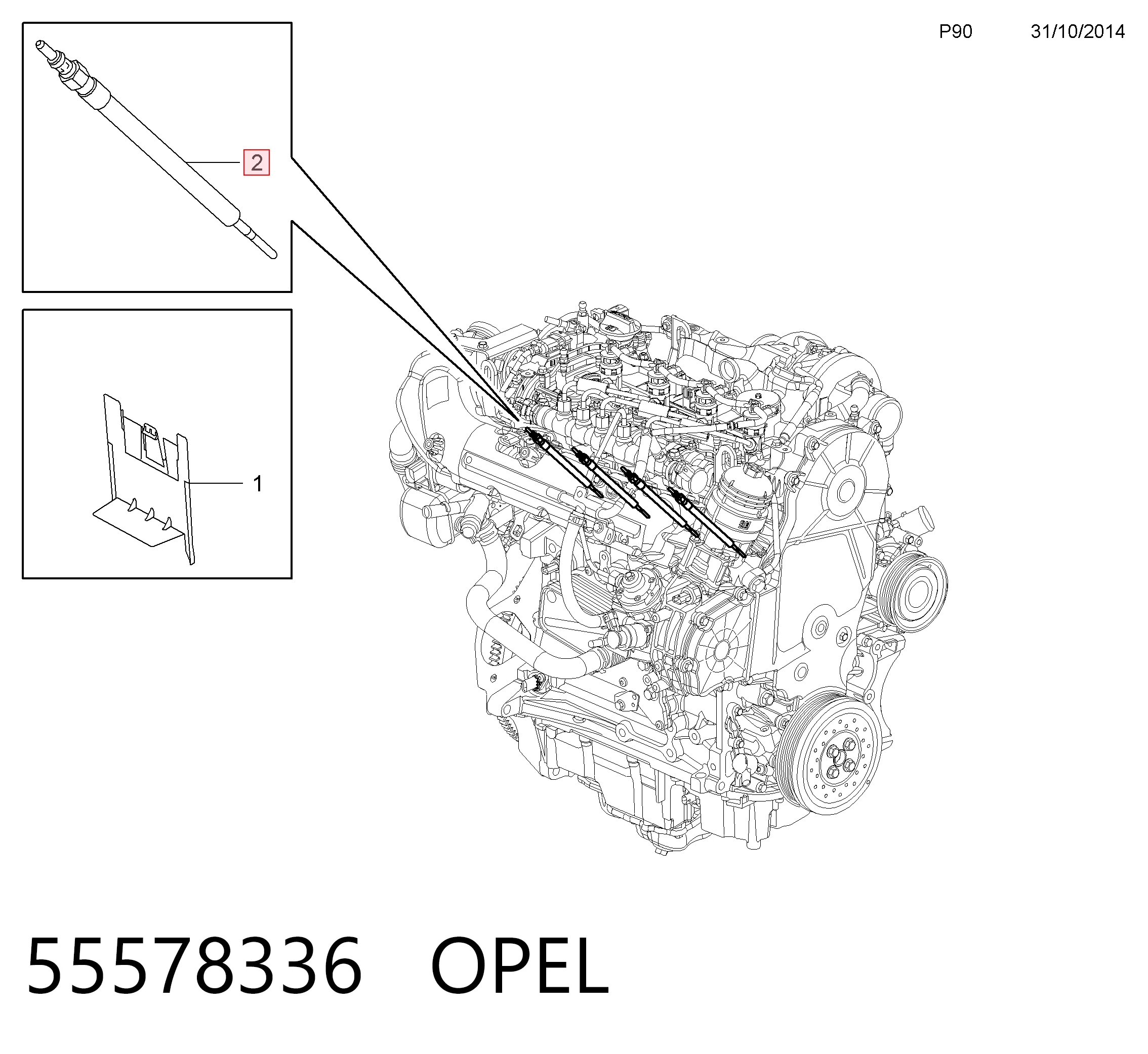 55578336 Opel Bujías de calentamiento