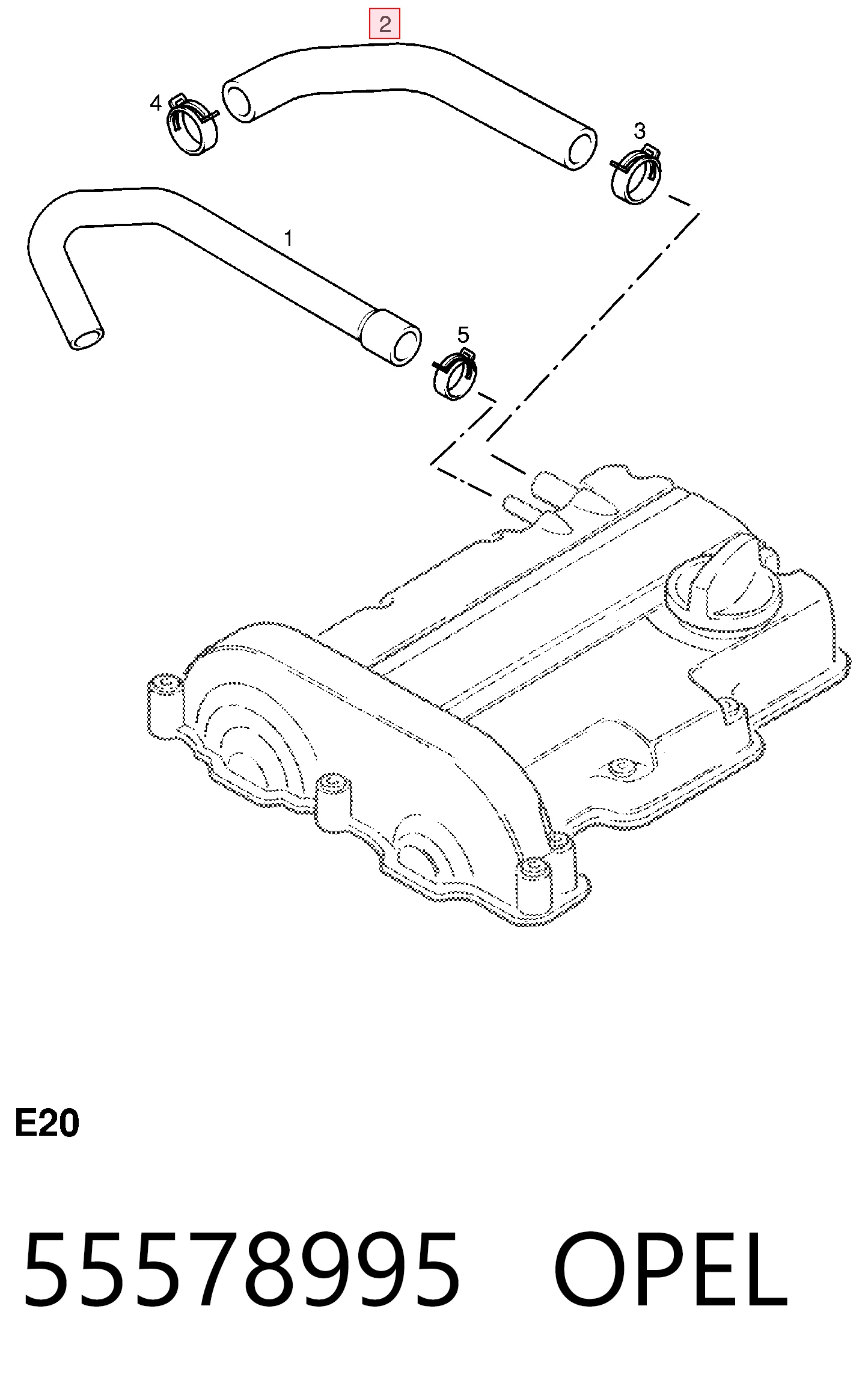 Tubo flexible, ventilación bloque motor  Opel Astra  (L35)