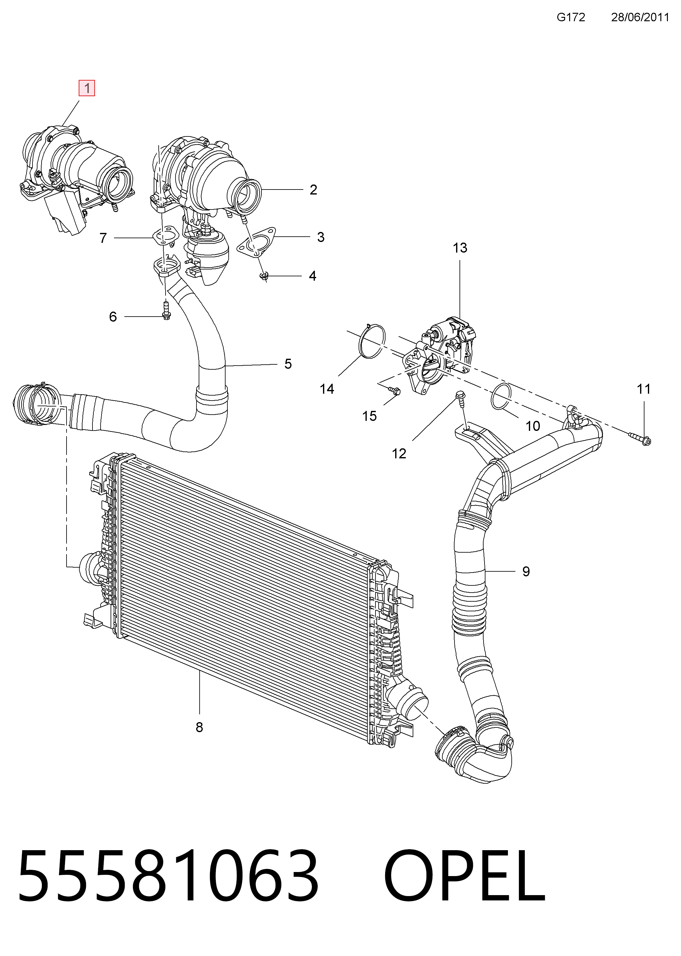 55581063 Opel Turbo para motor