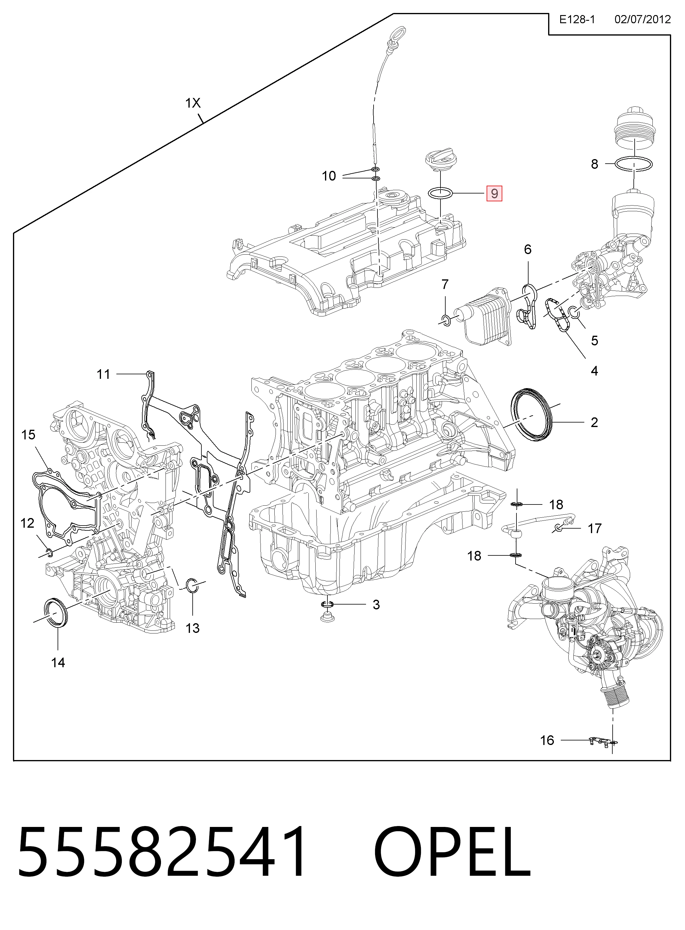 55582541 Opel Junta de tapa del tubo de llenado de aceite