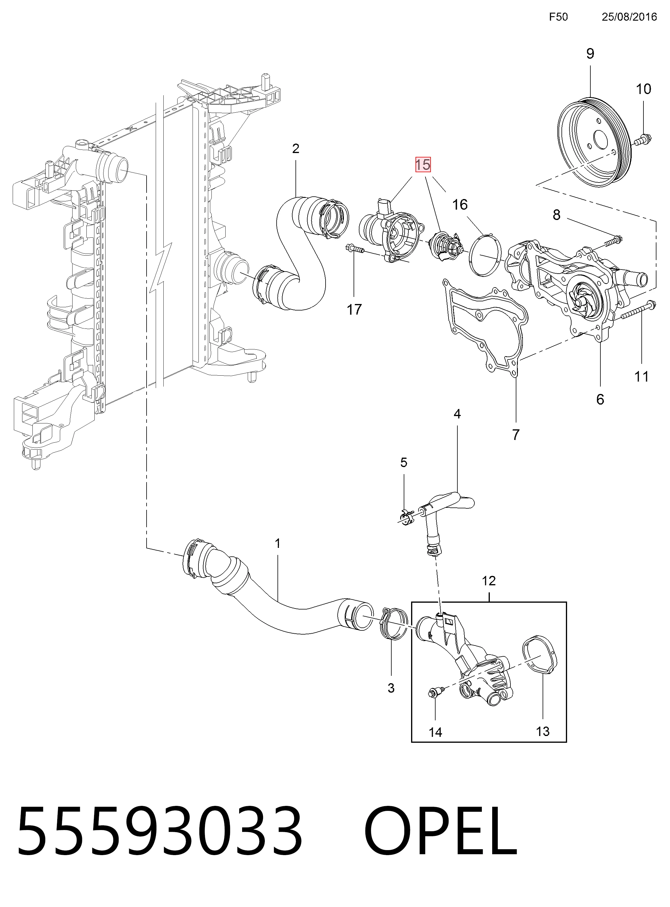 55593033 Opel Termostato de agua