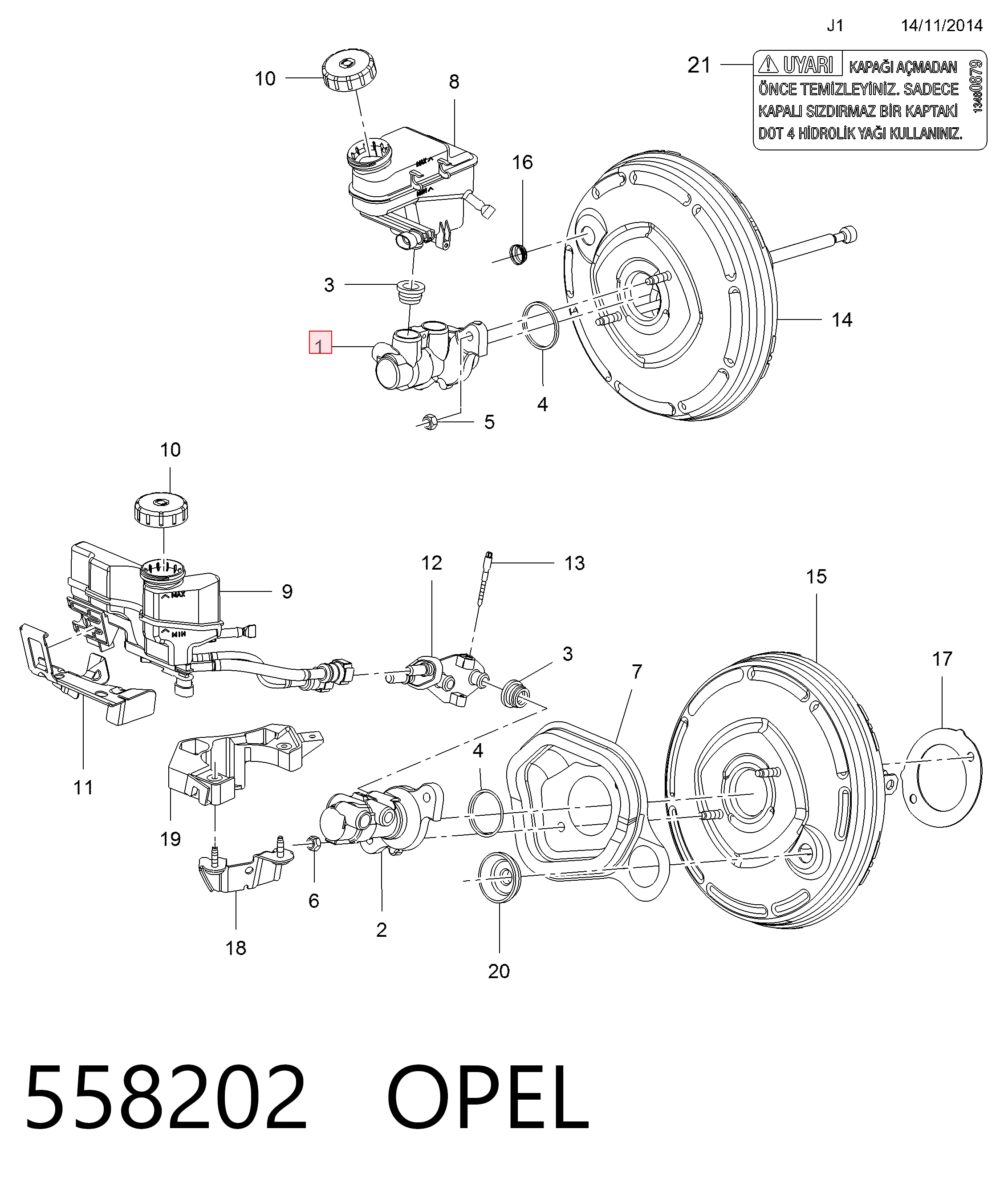 Cilindro principal de freno Opel Meriva B