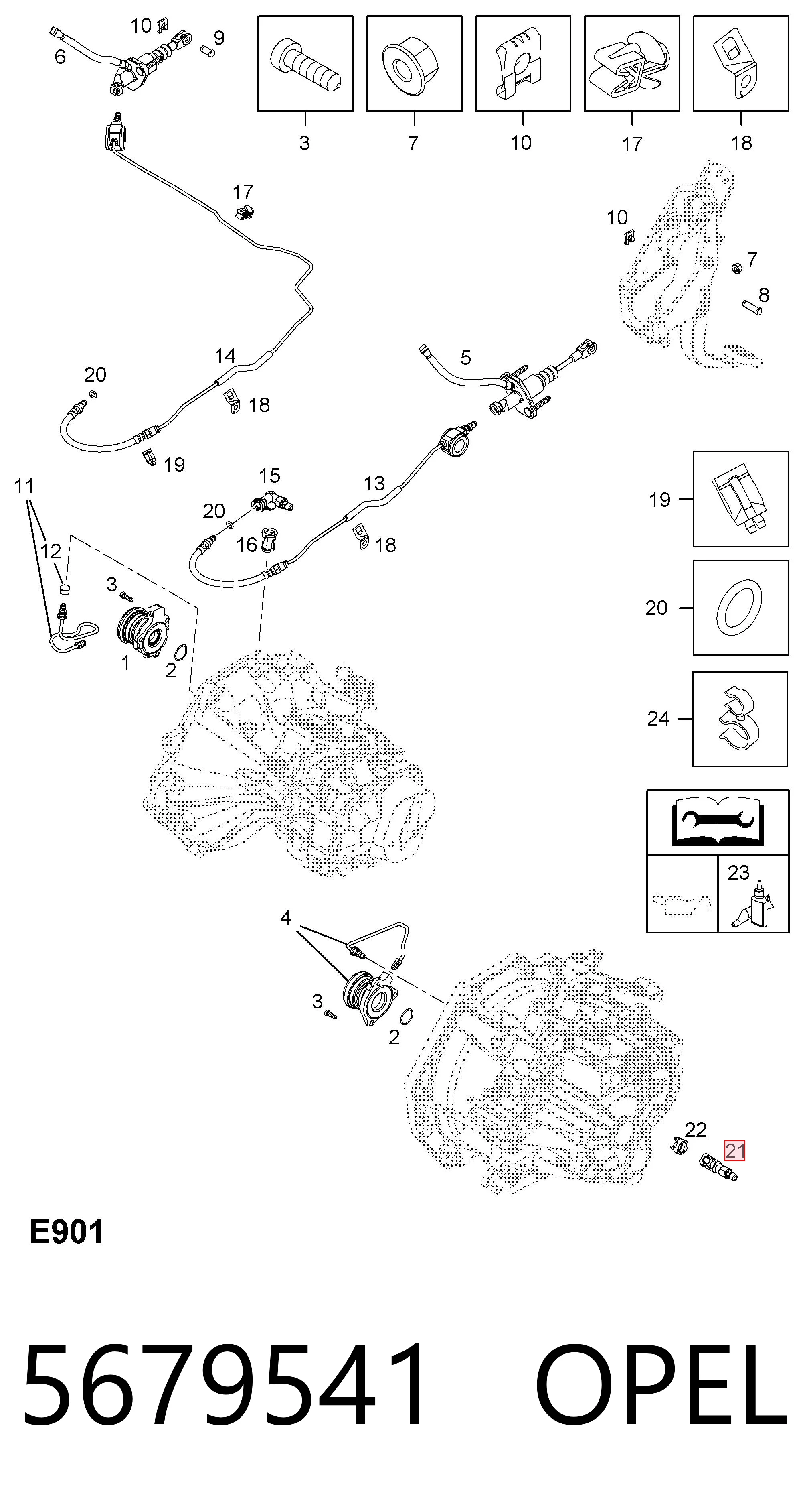 5679541 Opel Té de tubo de embrague