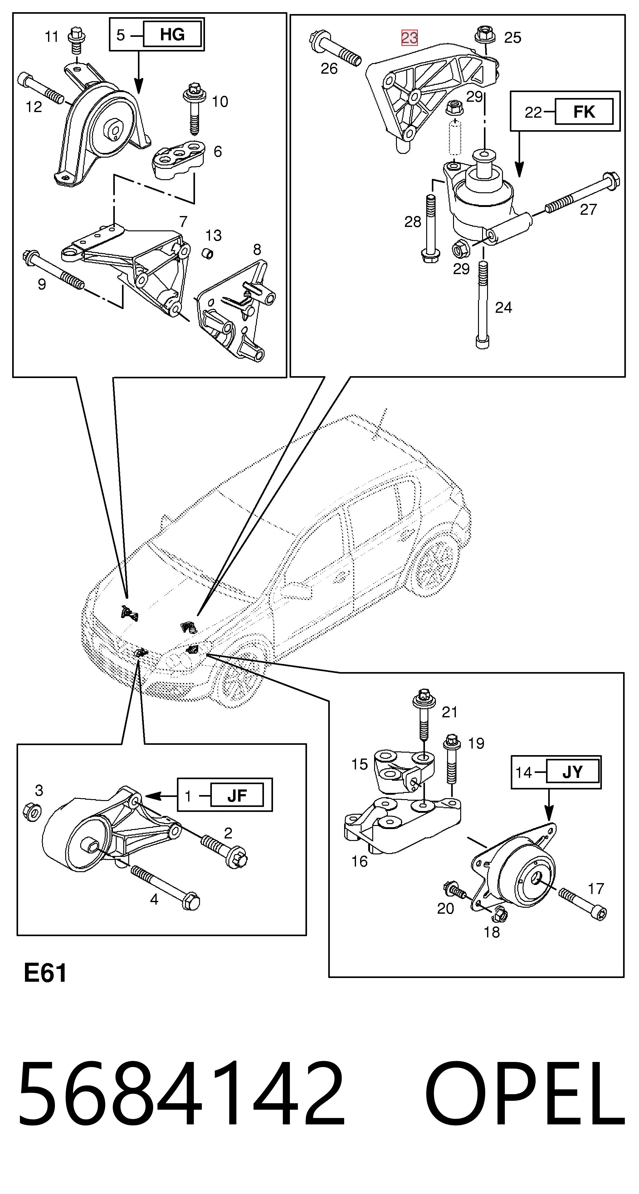 Soporte delantero del motor 5684142 OPEL