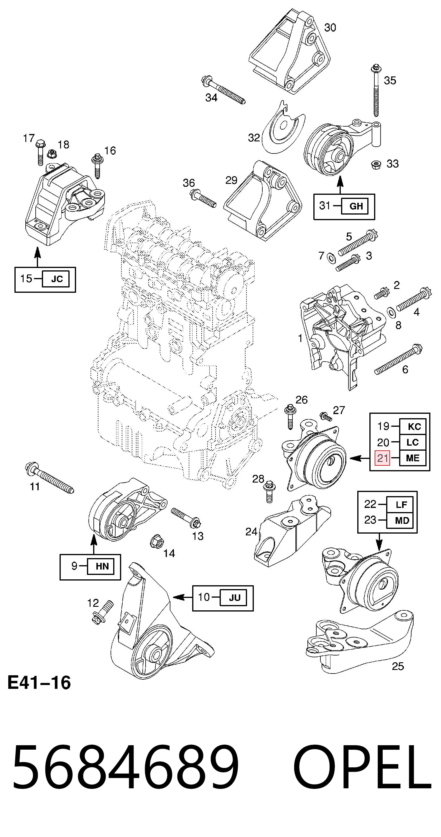 Soporte izquierdo del motor 5684689 OPEL
