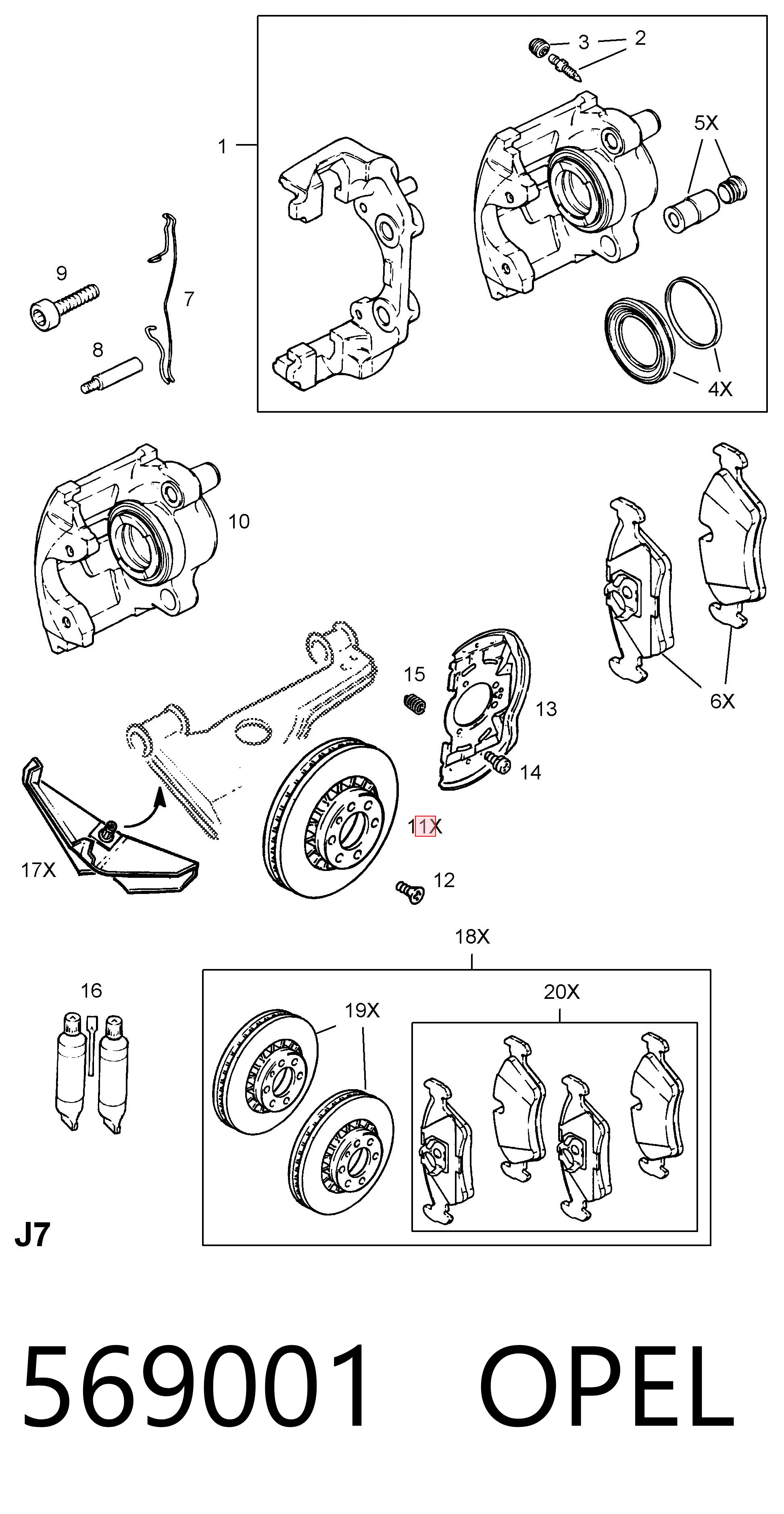 Disco de freno delantero 569001 OPEL