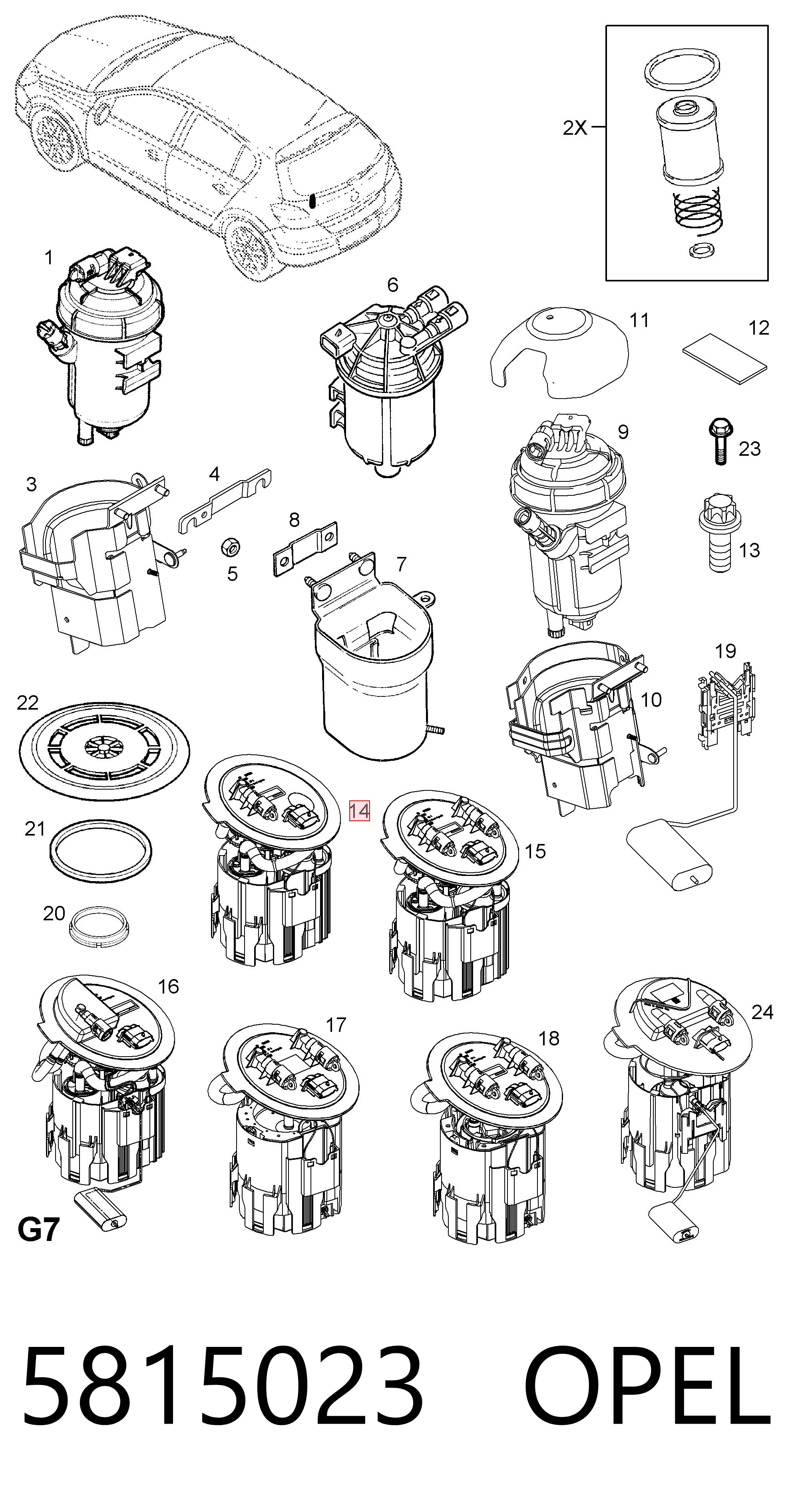5815023 Opel Unidad de alimentación de combustible