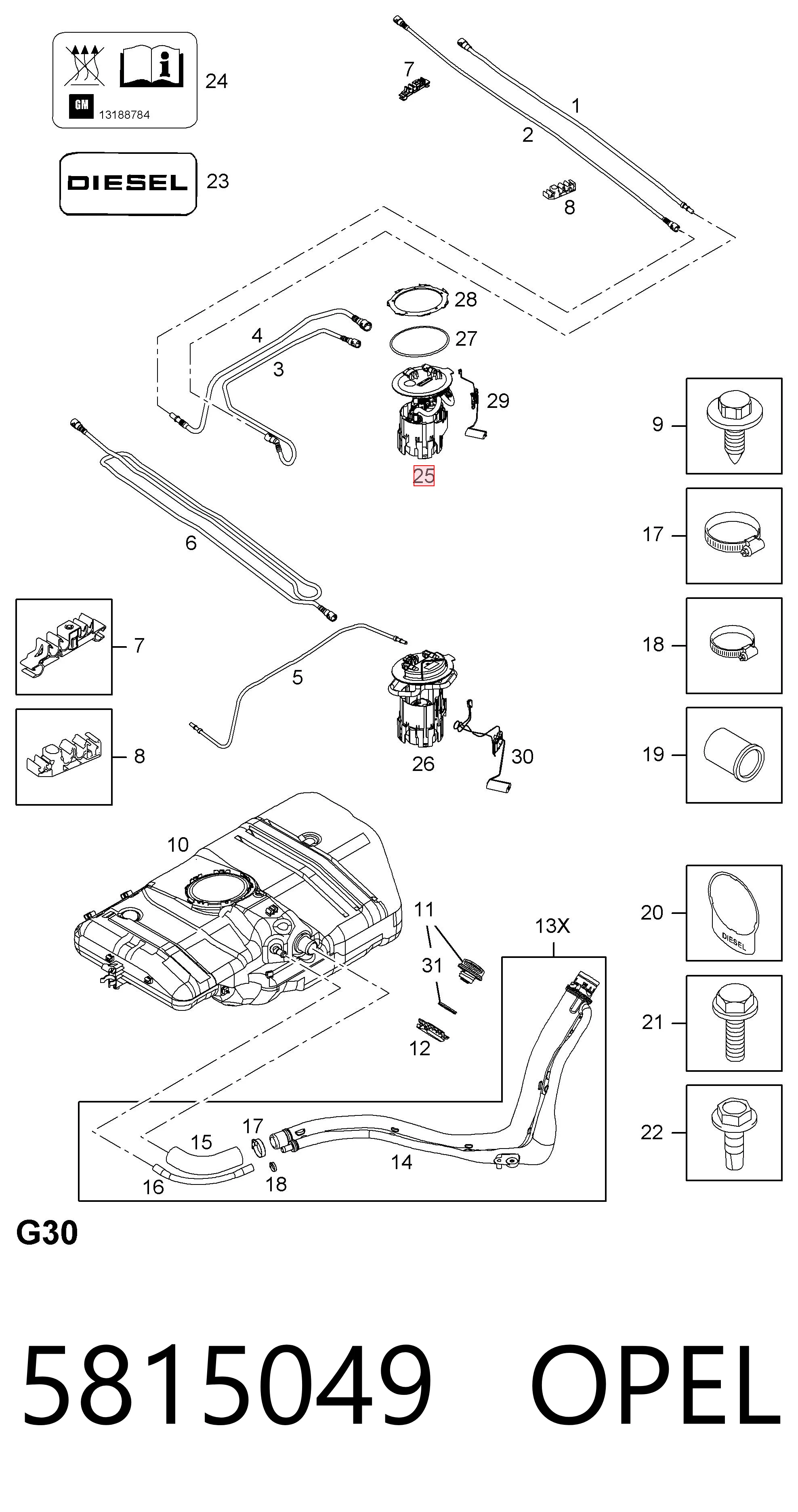 5815049 Opel Módulo de alimentación de combustible