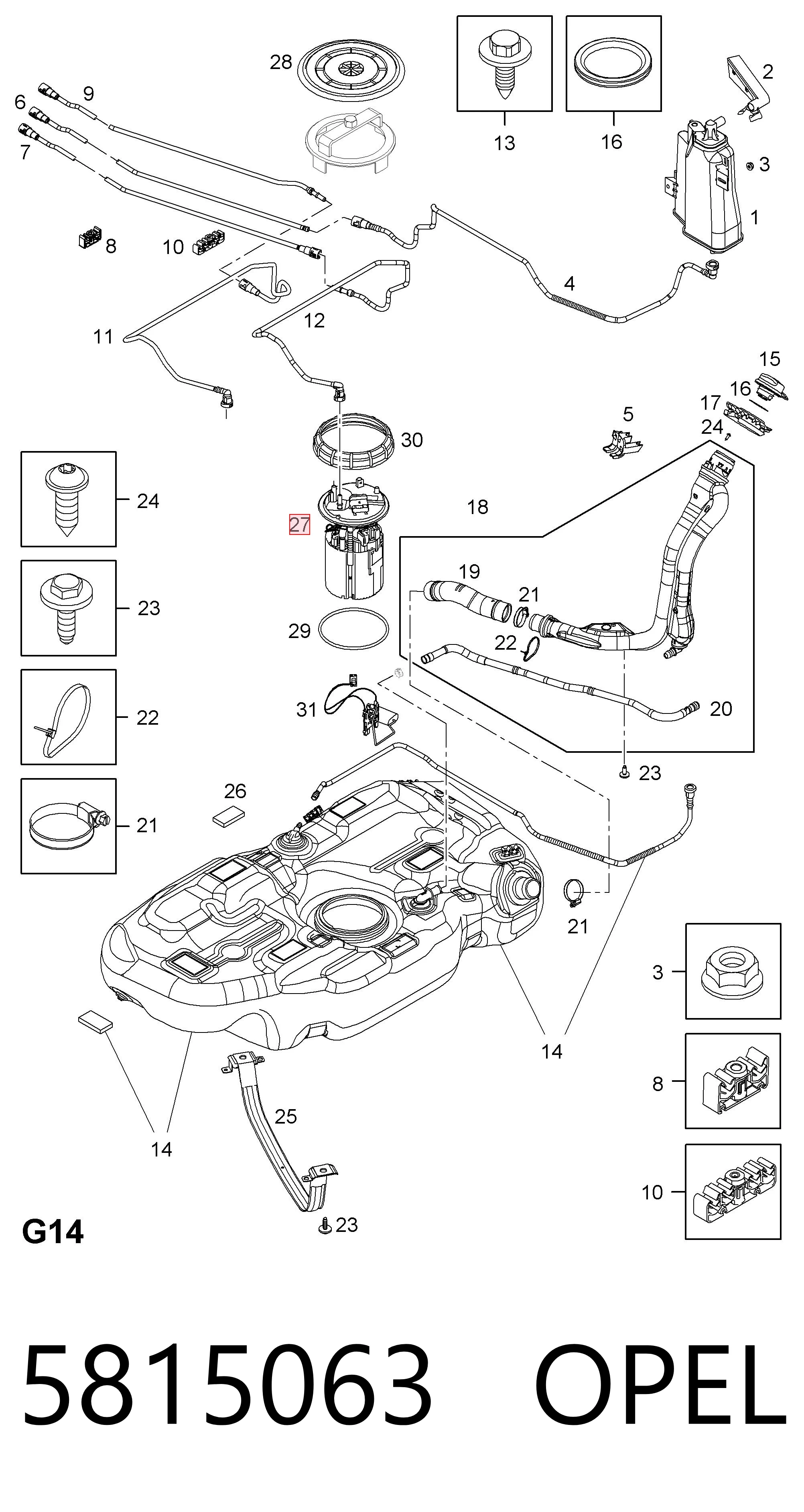 5815063 Opel Módulo de alimentación de combustible