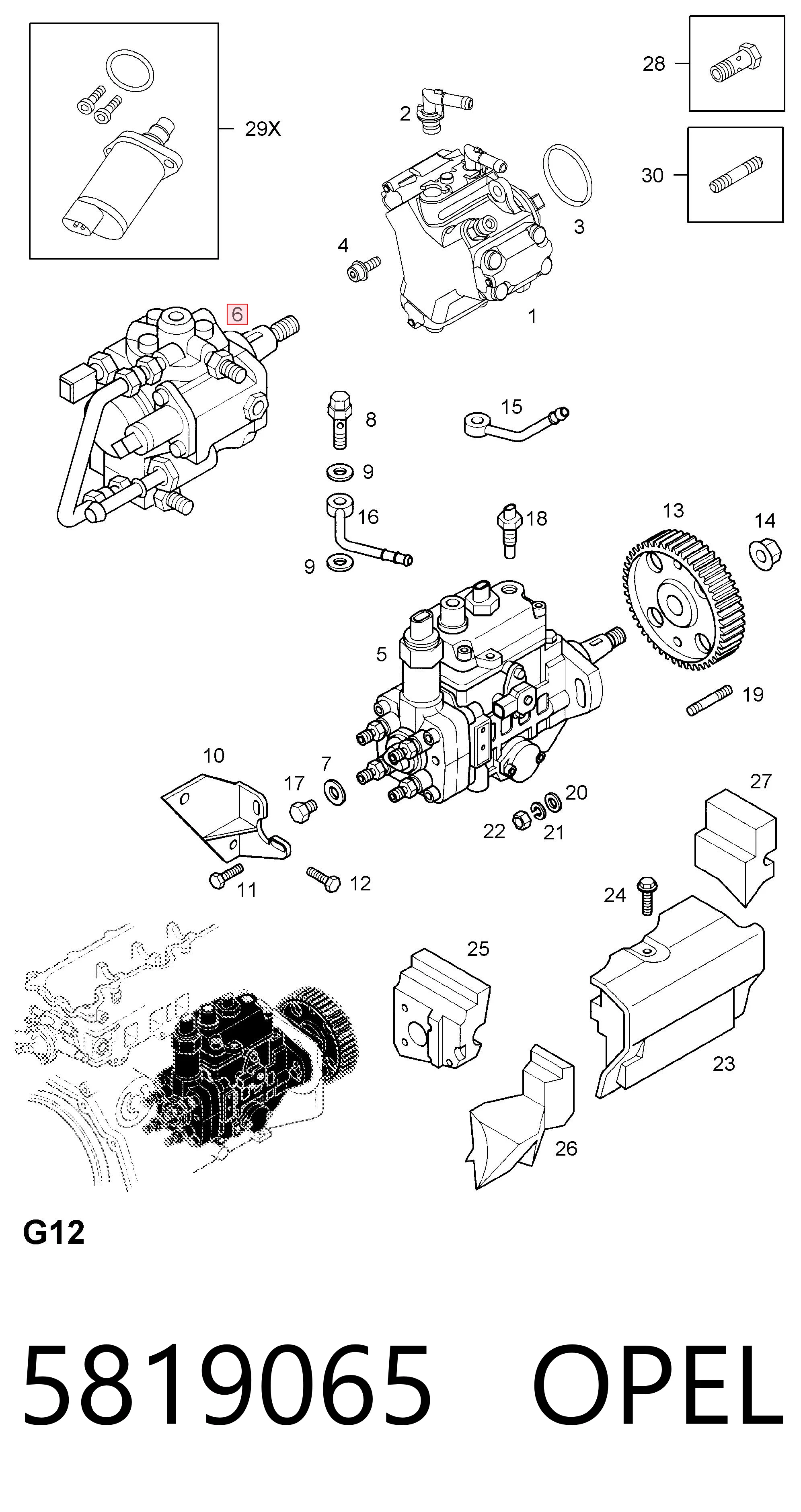 5819065 Opel Bomba de inyección